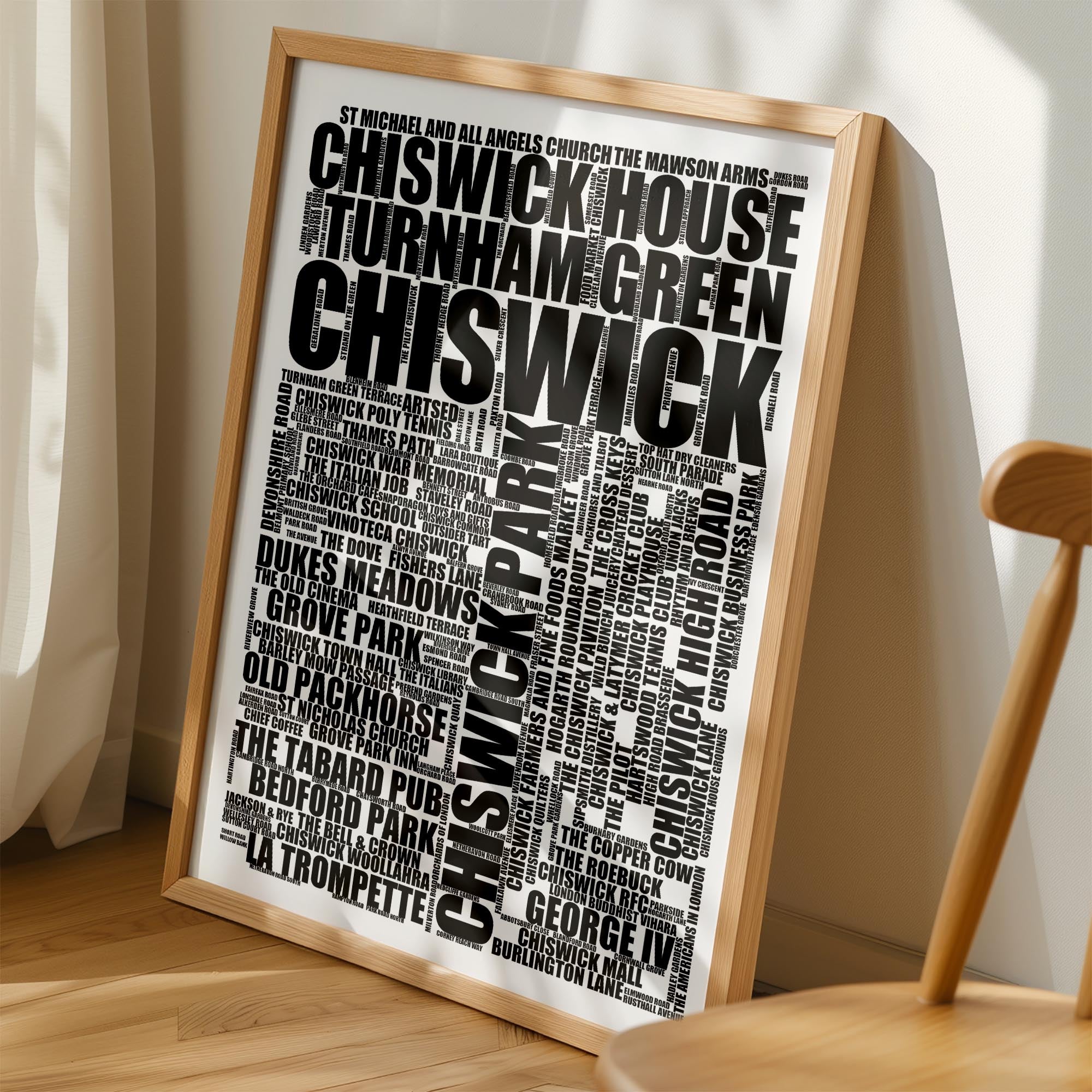 Chiswick - Premium Typographic Word Cloud Prints, Posters & Gifts