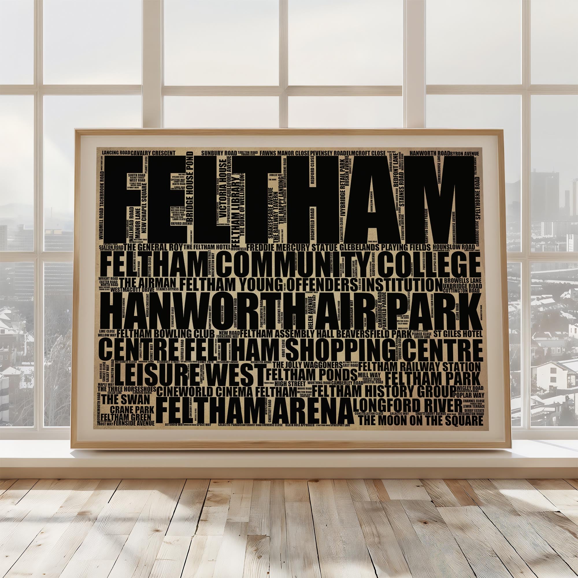 Feltham - Premium Typographic Word Cloud Prints, Posters & Gifts