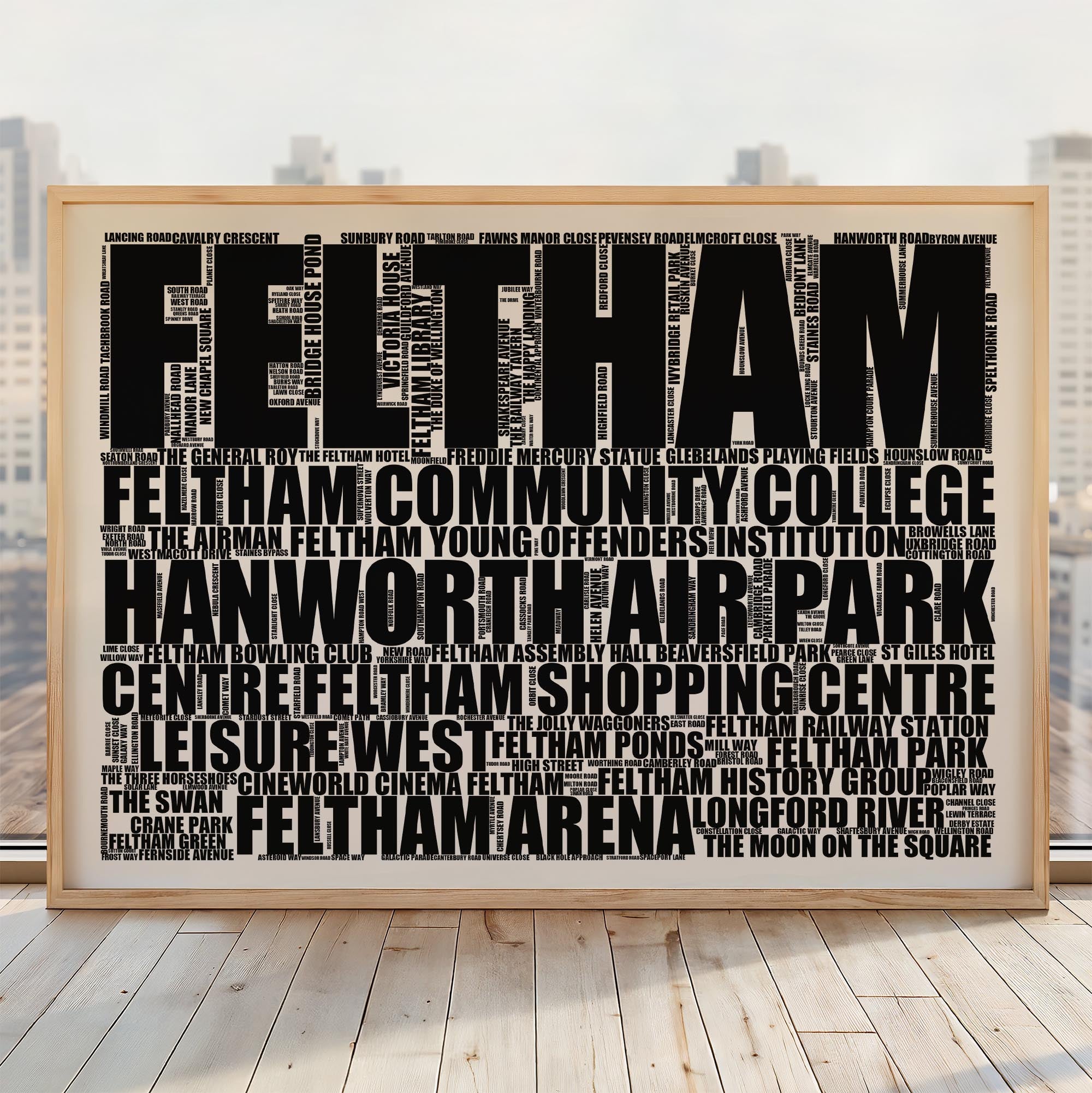 Feltham - Premium Typographic Word Cloud Prints, Posters & Gifts