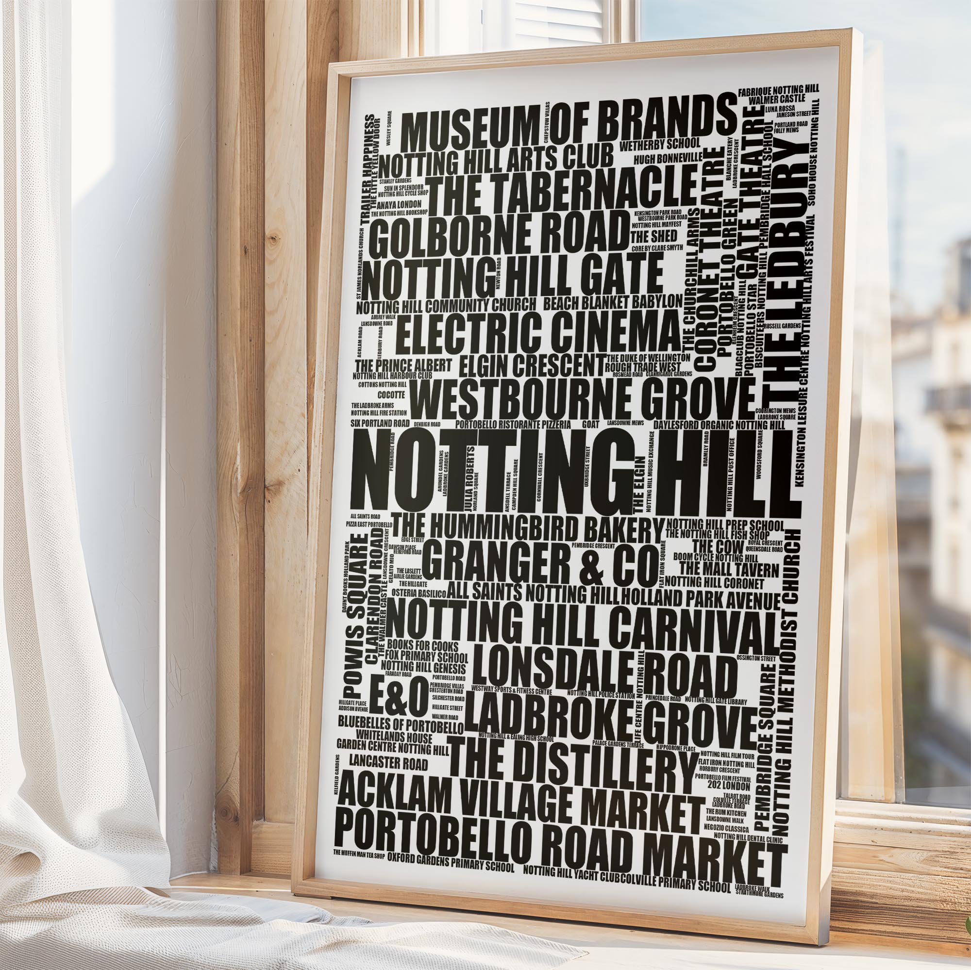 Notting Hill - Premium Typographic Word Cloud Prints, Posters & Gifts