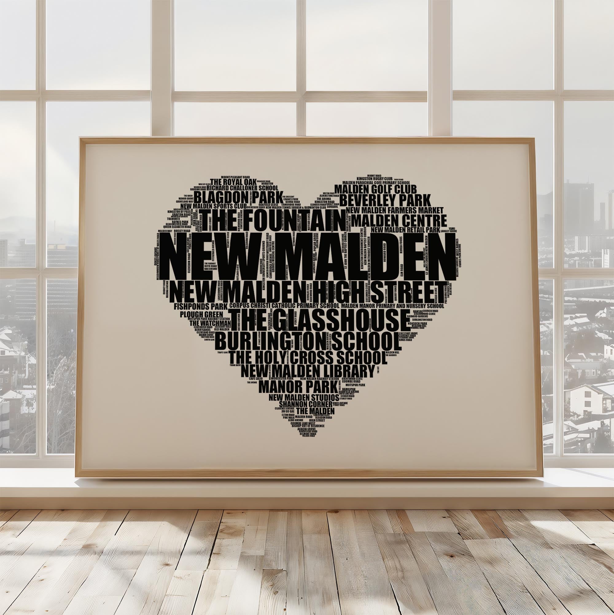 New Malden - Premium Typographic Word Cloud Prints, Posters & Gifts