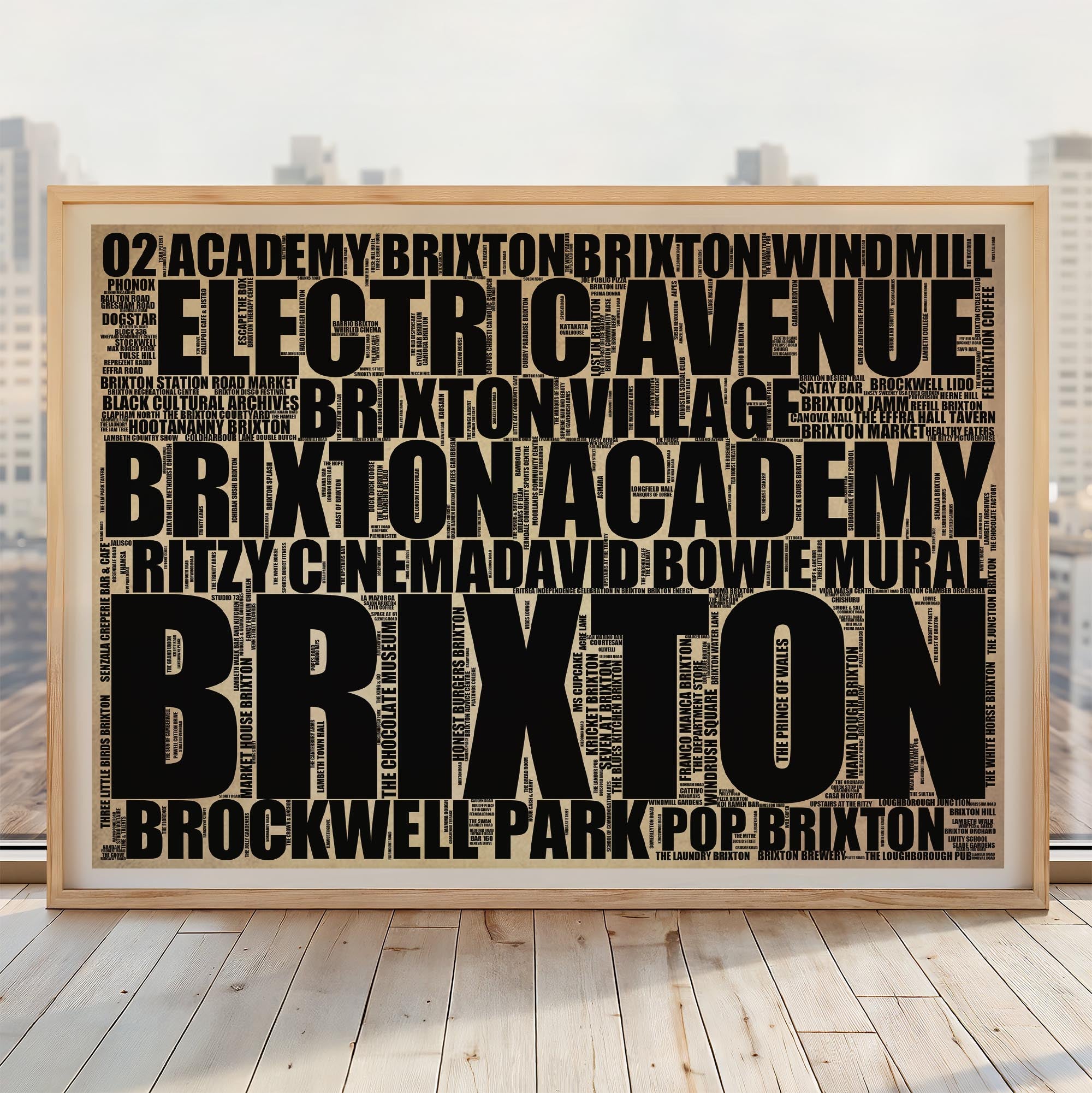 Brixton - Premium Typographic Word Cloud Prints, Posters & Gifts