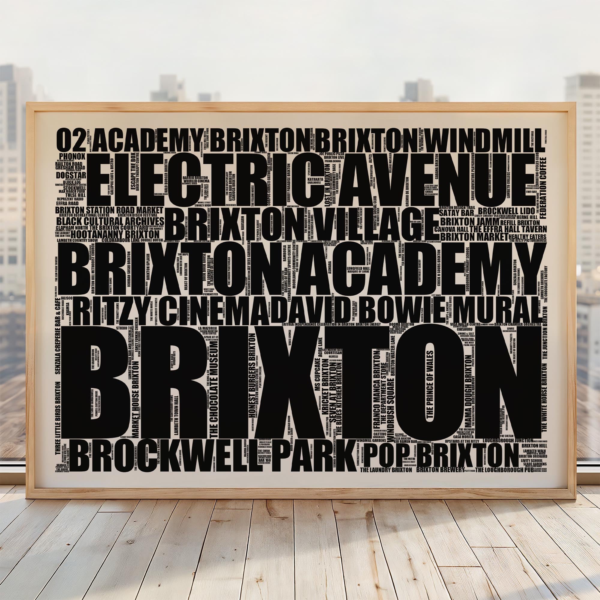 Brixton - Premium Typographic Word Cloud Prints, Posters & Gifts