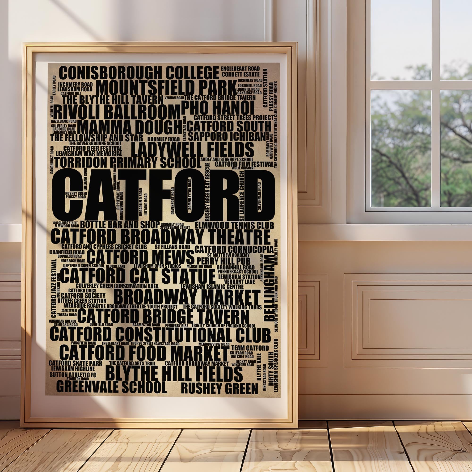 Catford - Premium Typographic Word Cloud Prints, Posters & Gifts