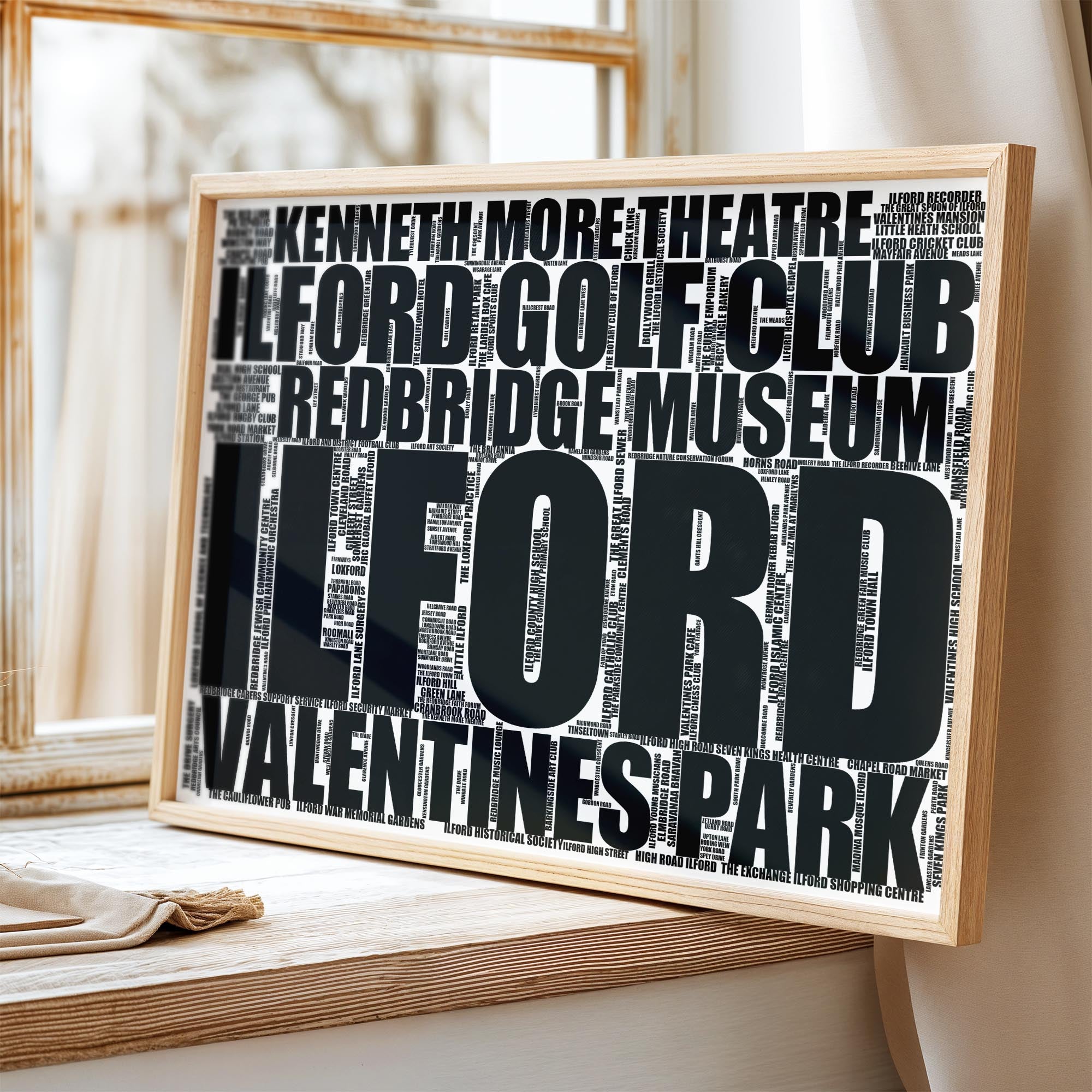Ilford - Premium Typographic Word Cloud Prints, Posters & Gifts
