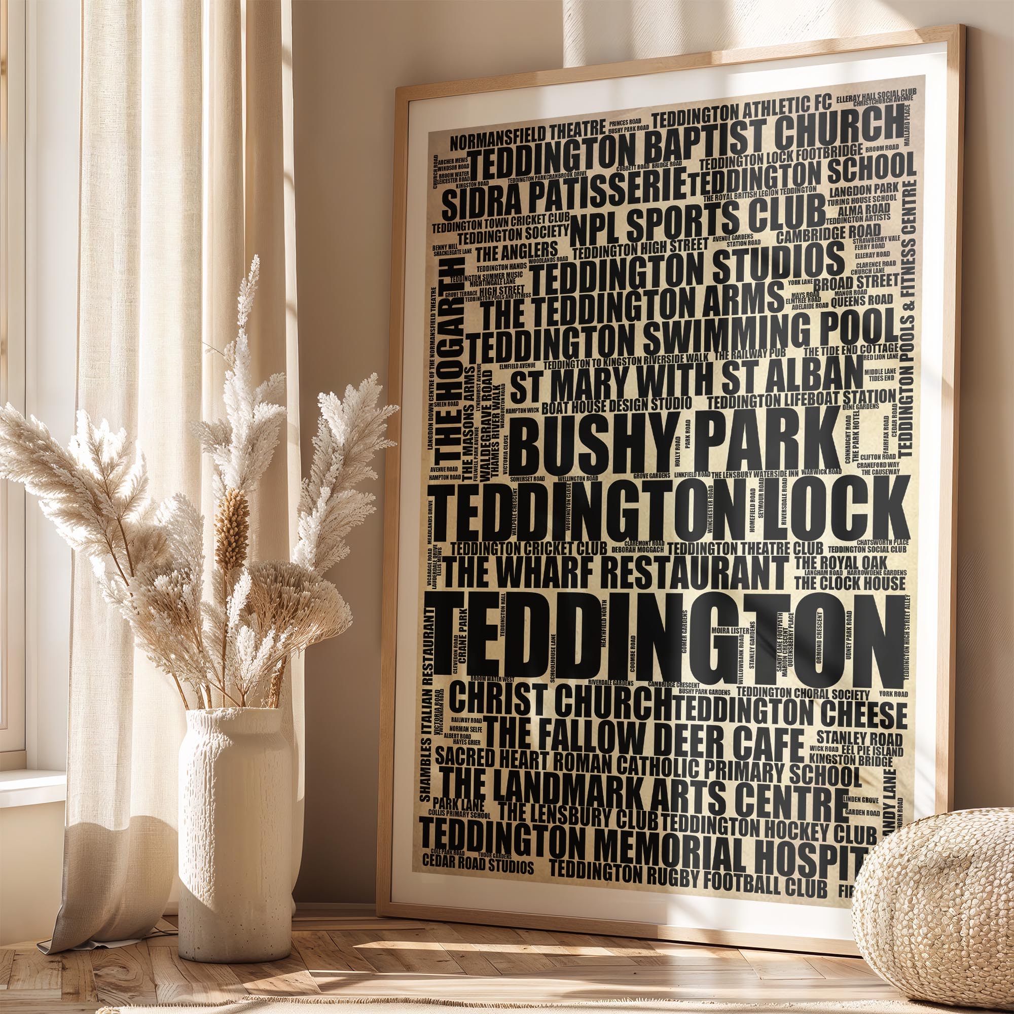 Teddington - Premium Typographic Word Cloud Prints, Posters & Gifts