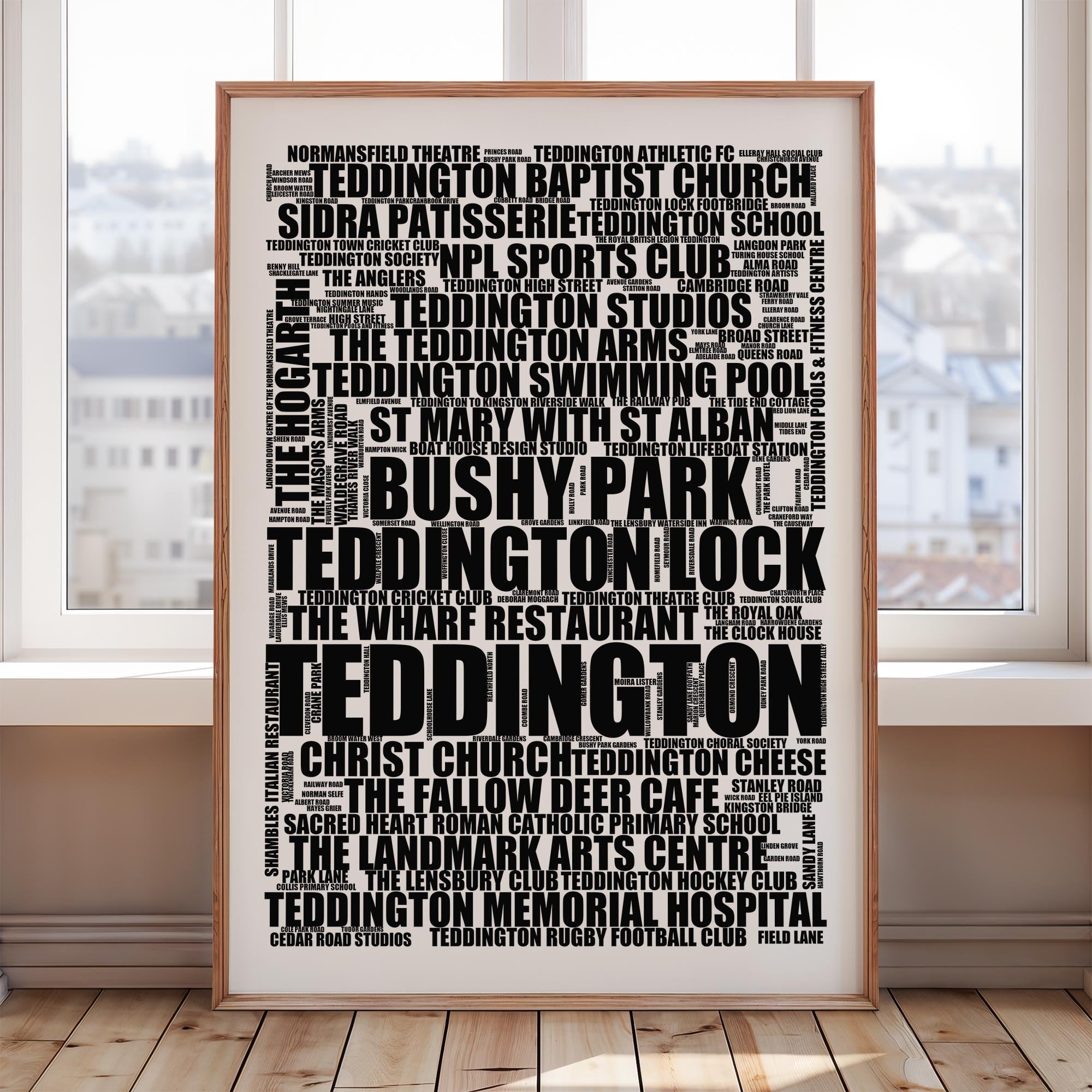 Teddington - Premium Typographic Word Cloud Prints, Posters & Gifts