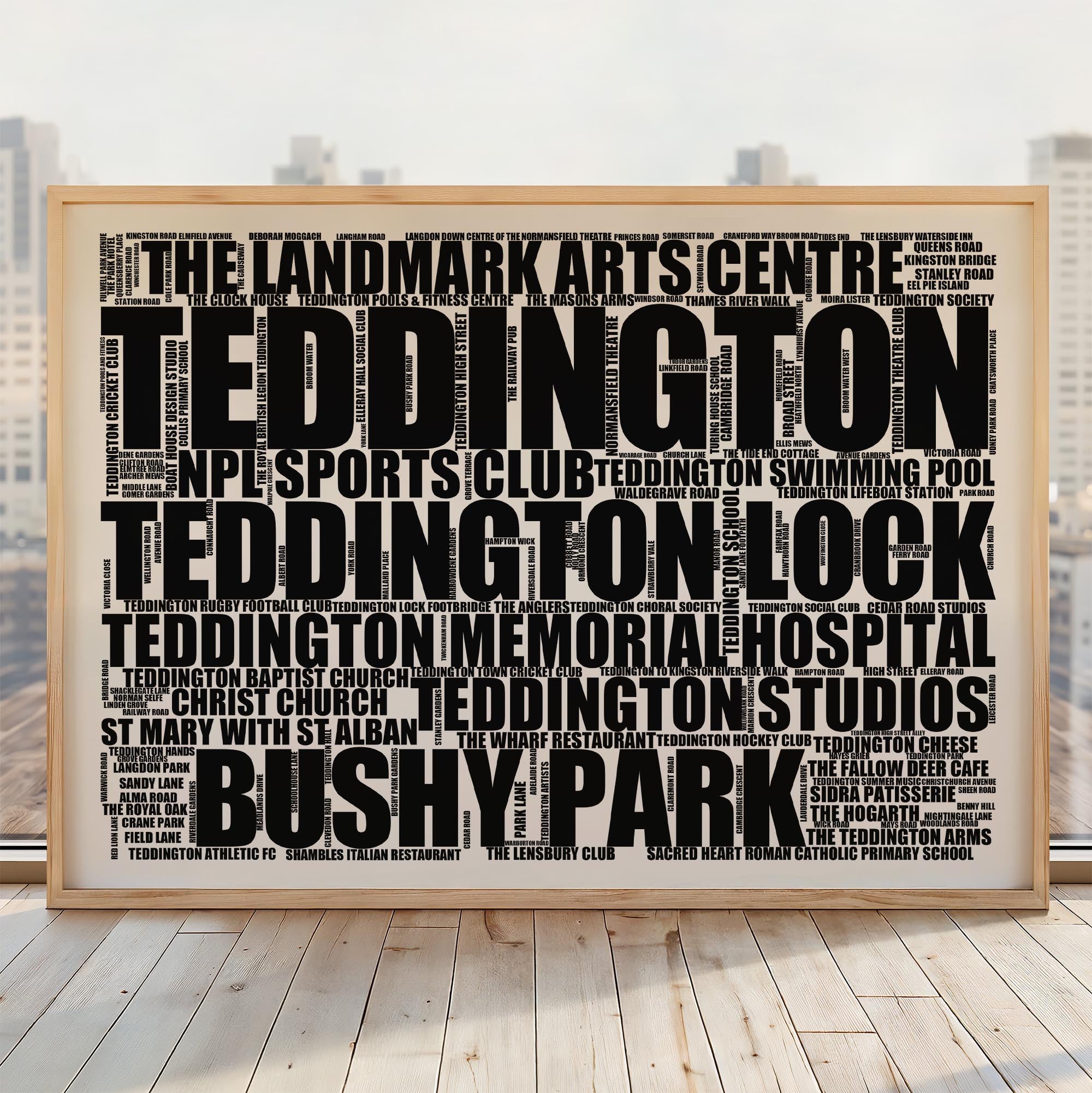 Teddington - Premium Typographic Word Cloud Prints, Posters & Gifts