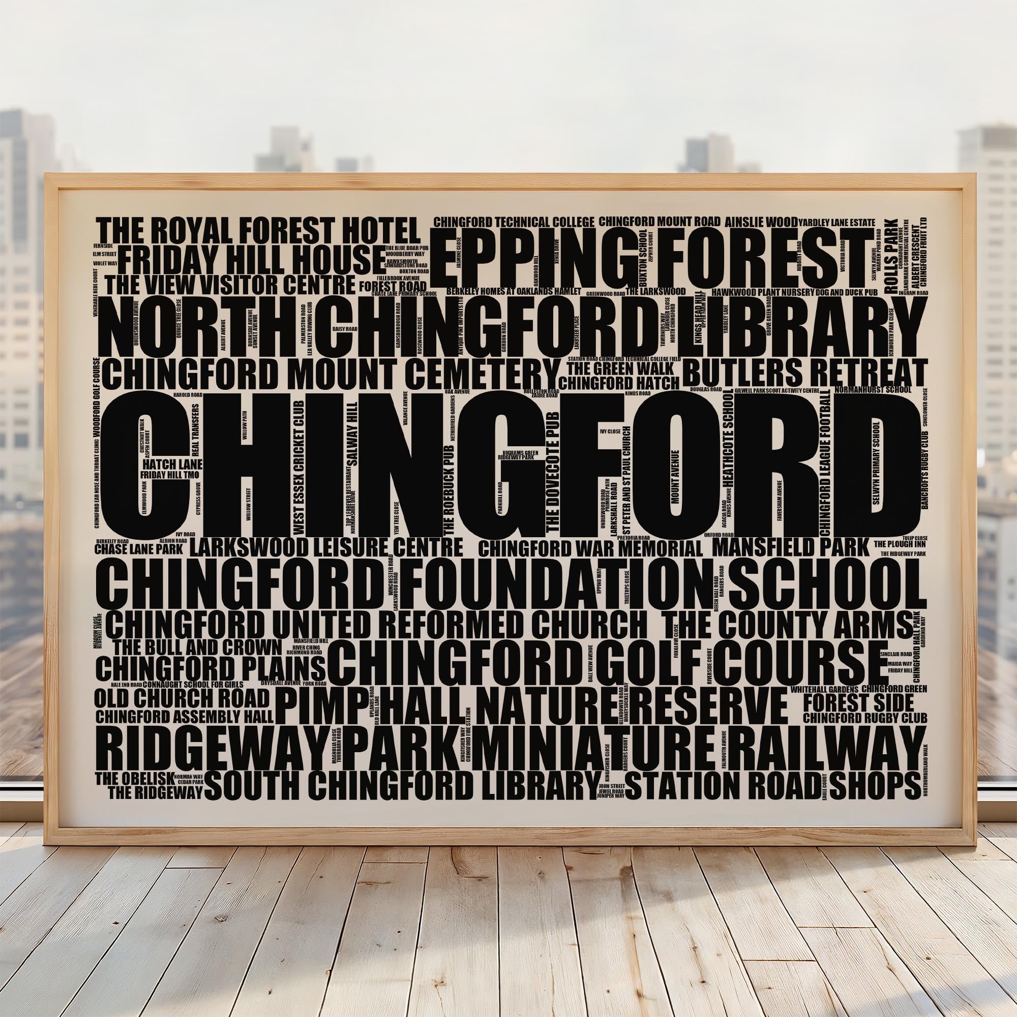 Chingford - Premium Typographic Word Cloud Prints, Posters & Gifts