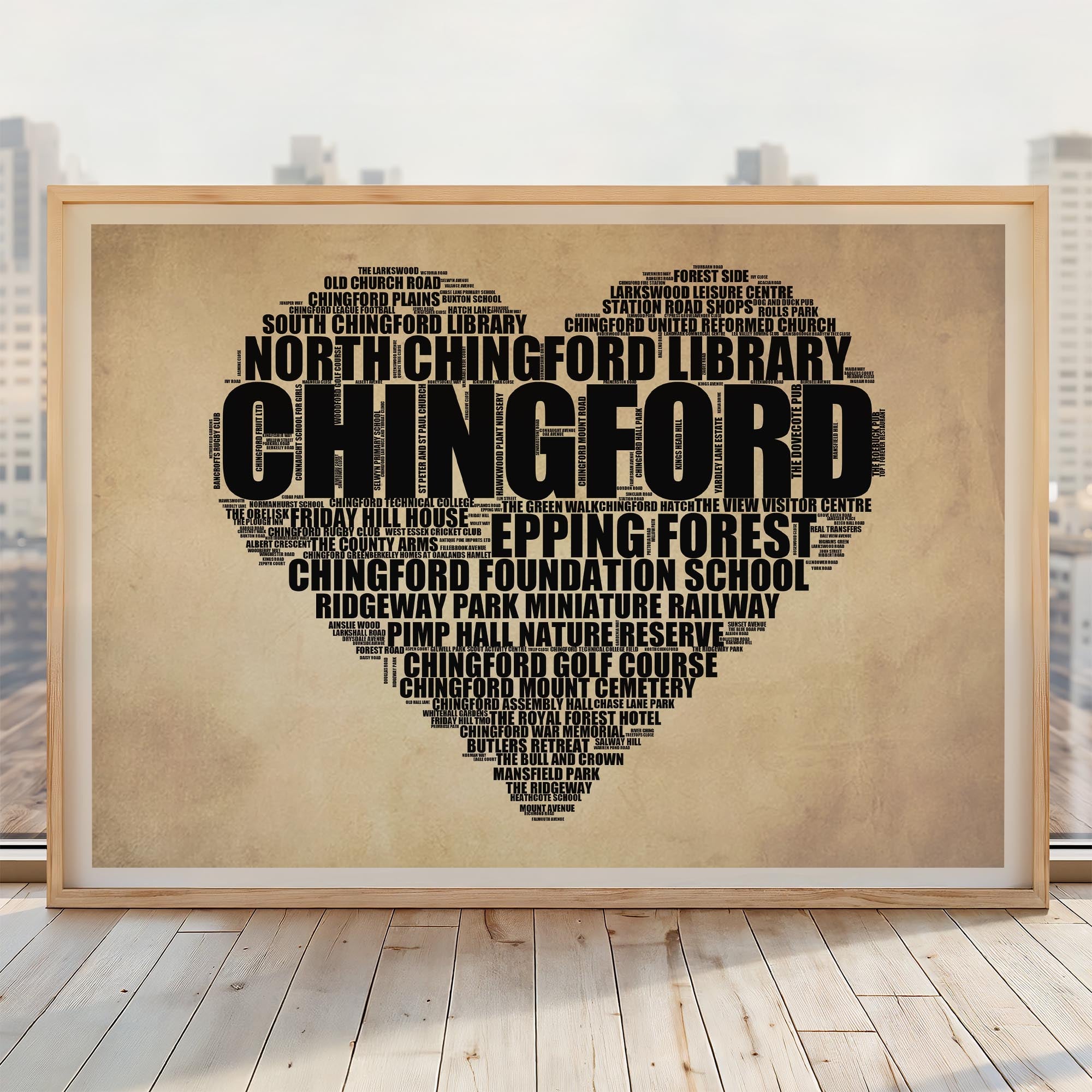 Chingford - Premium Typographic Word Cloud Prints, Posters & Gifts