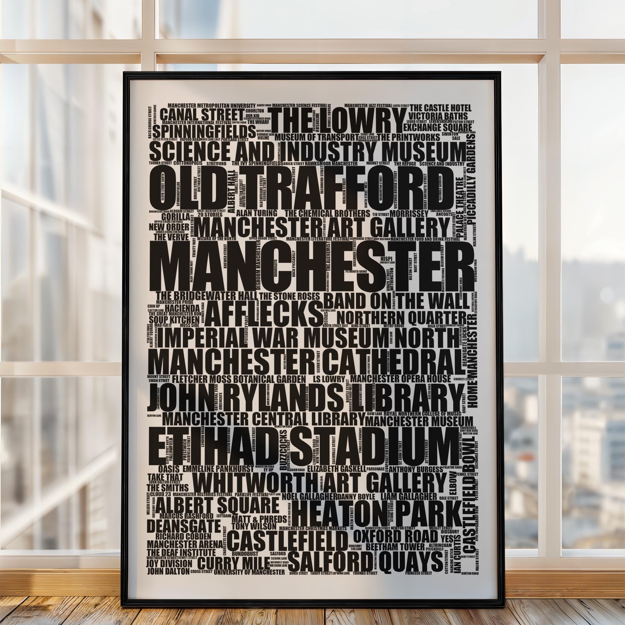 Manchester - Premium Typographic Word Cloud Prints, Posters & Gifts