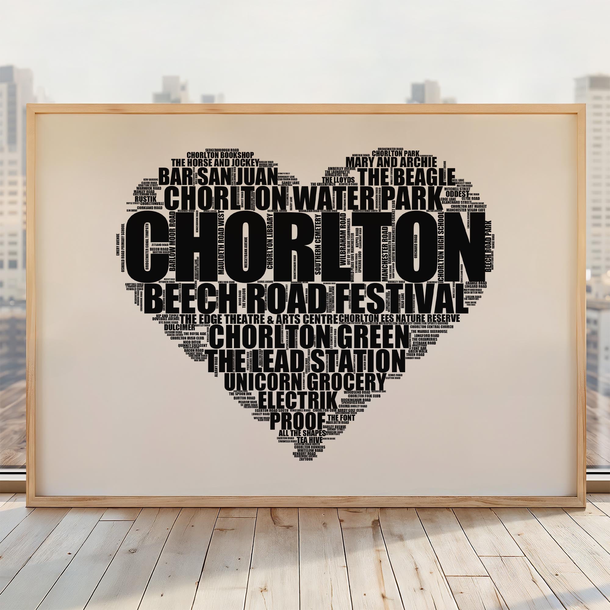 Chorlton - Premium Typographic Word Cloud Prints, Posters & Gifts