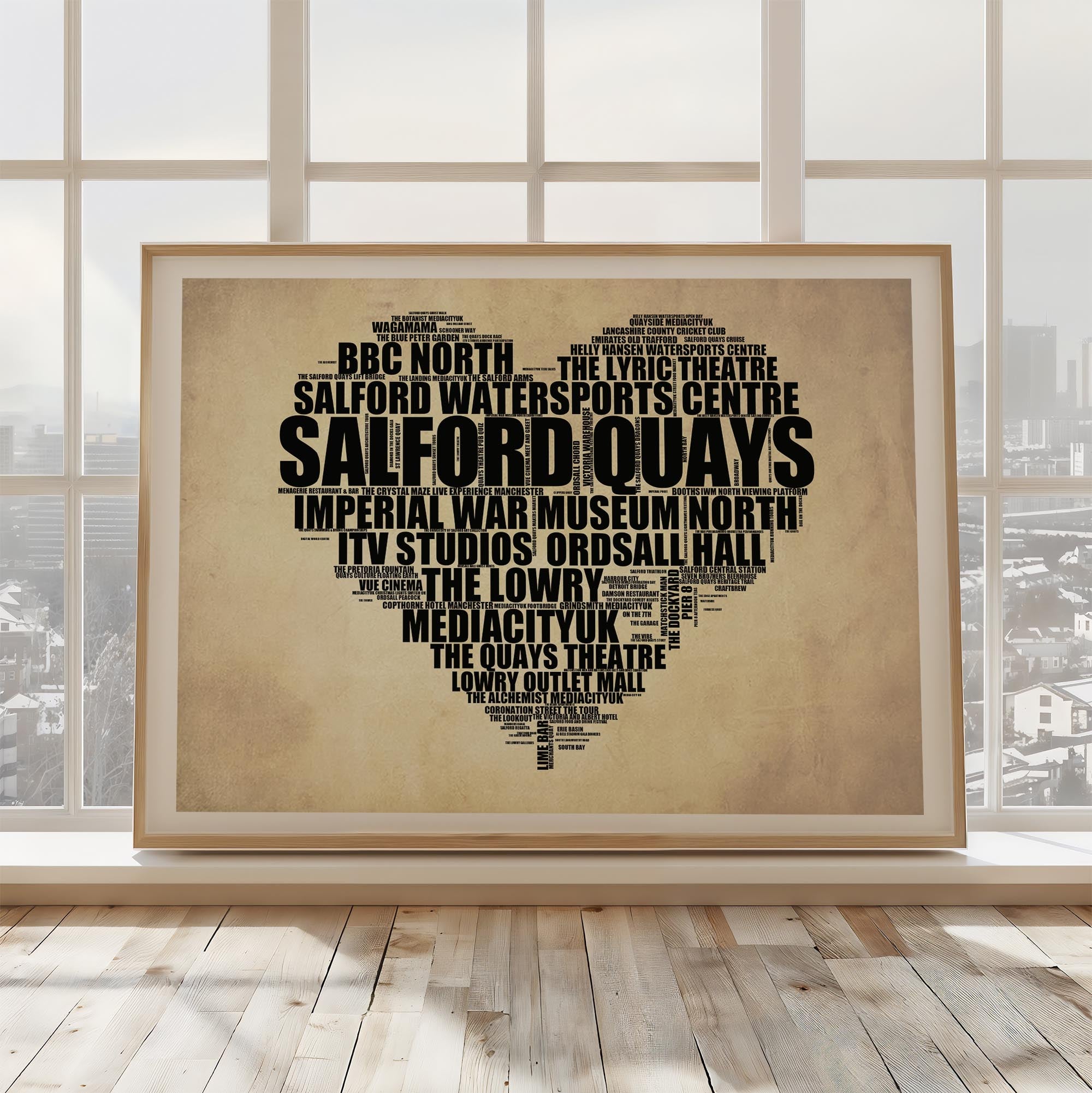 Salford Quays - Premium Typographic Word Cloud Prints, Posters & Gifts