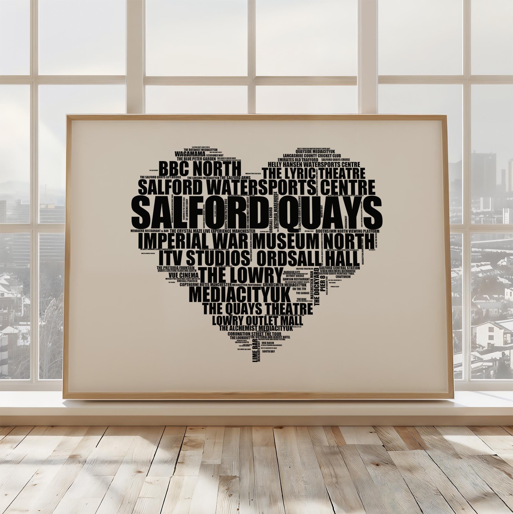Salford Quays - Premium Typographic Word Cloud Prints, Posters & Gifts