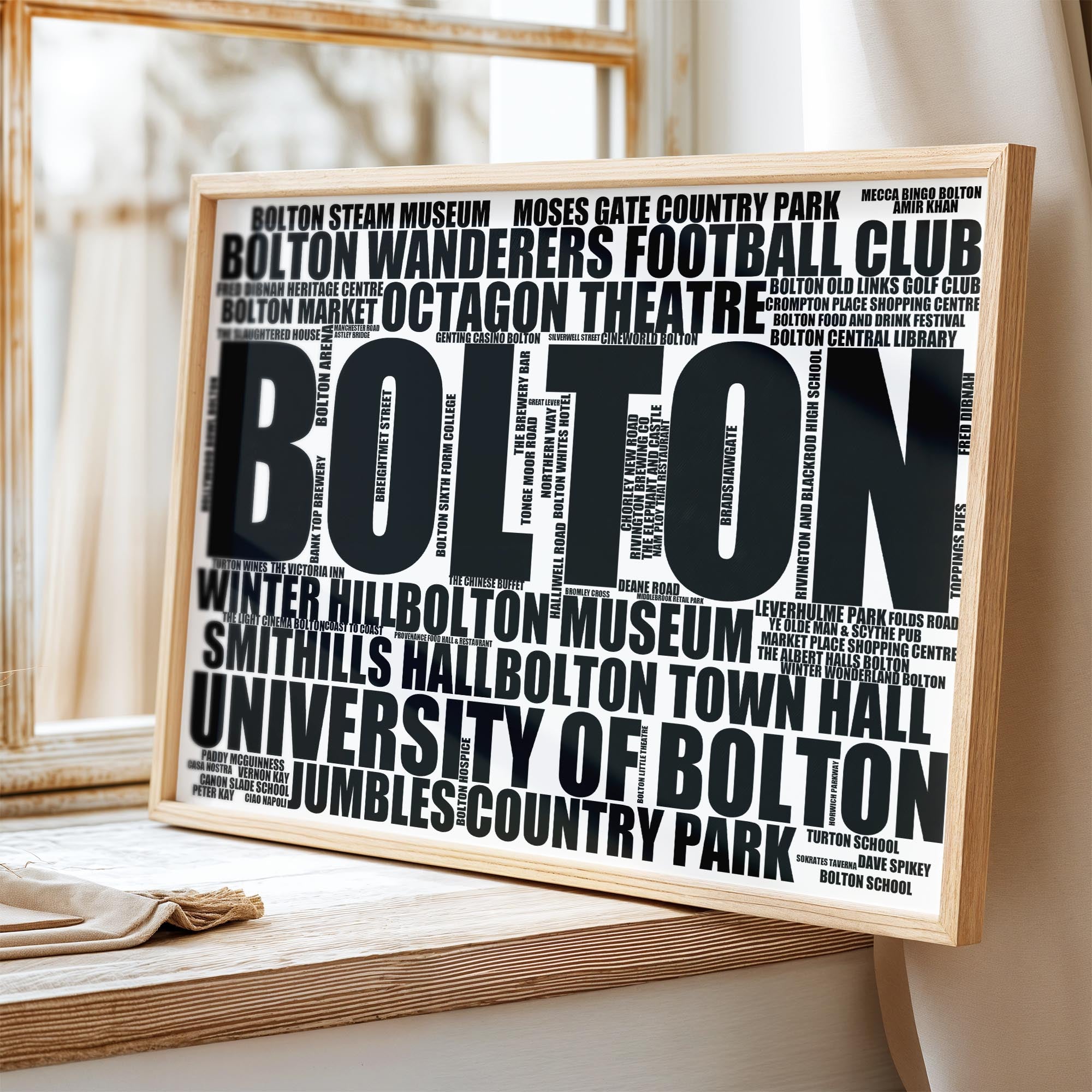 Bolton - Premium Typographic Word Cloud Prints, Posters & Gifts