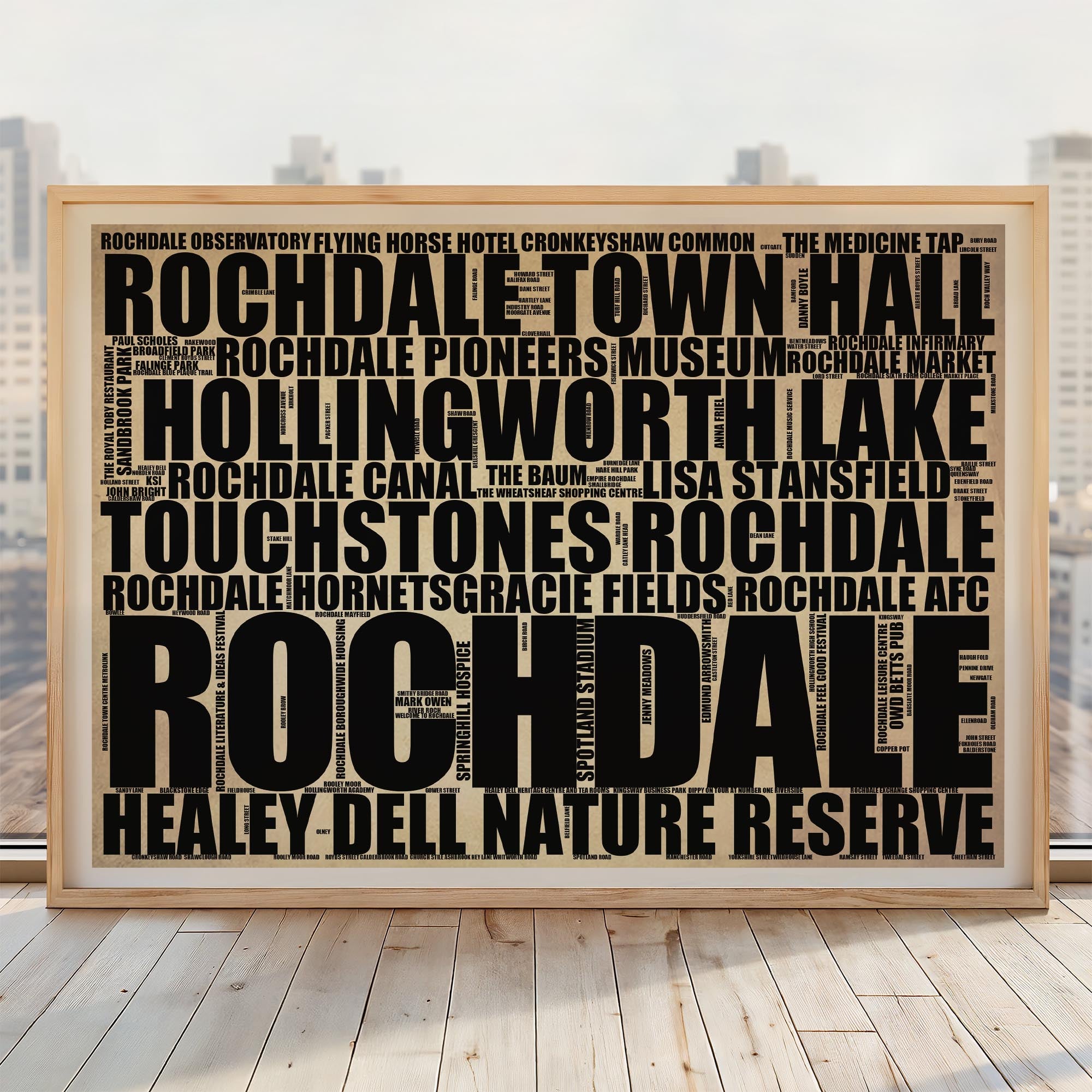 Rochdale - Premium Typographic Word Cloud Prints, Posters & Gifts