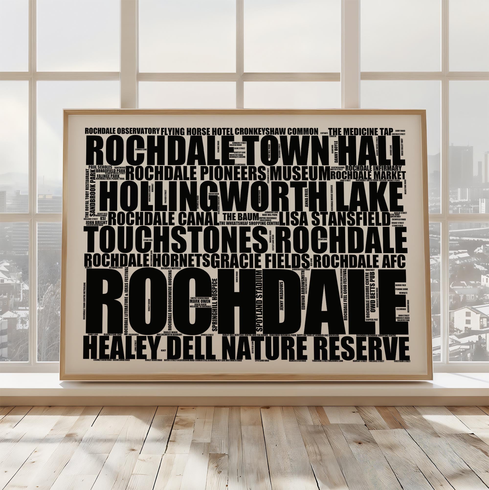 Rochdale - Premium Typographic Word Cloud Prints, Posters & Gifts