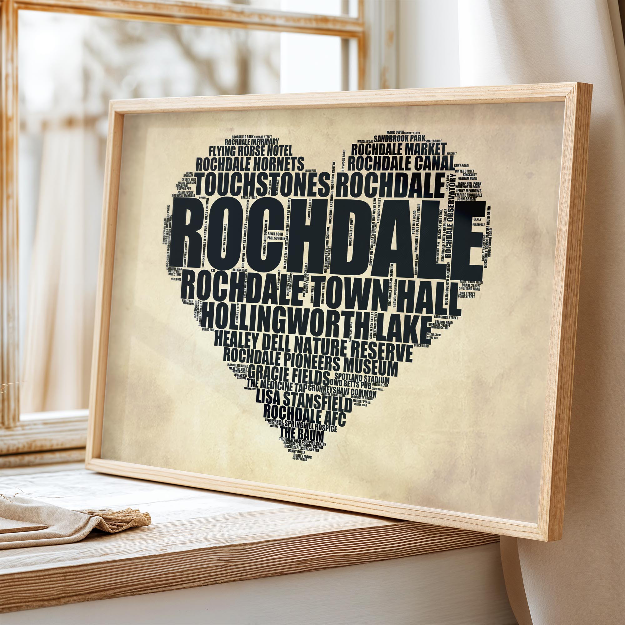 Rochdale - Premium Typographic Word Cloud Prints, Posters & Gifts