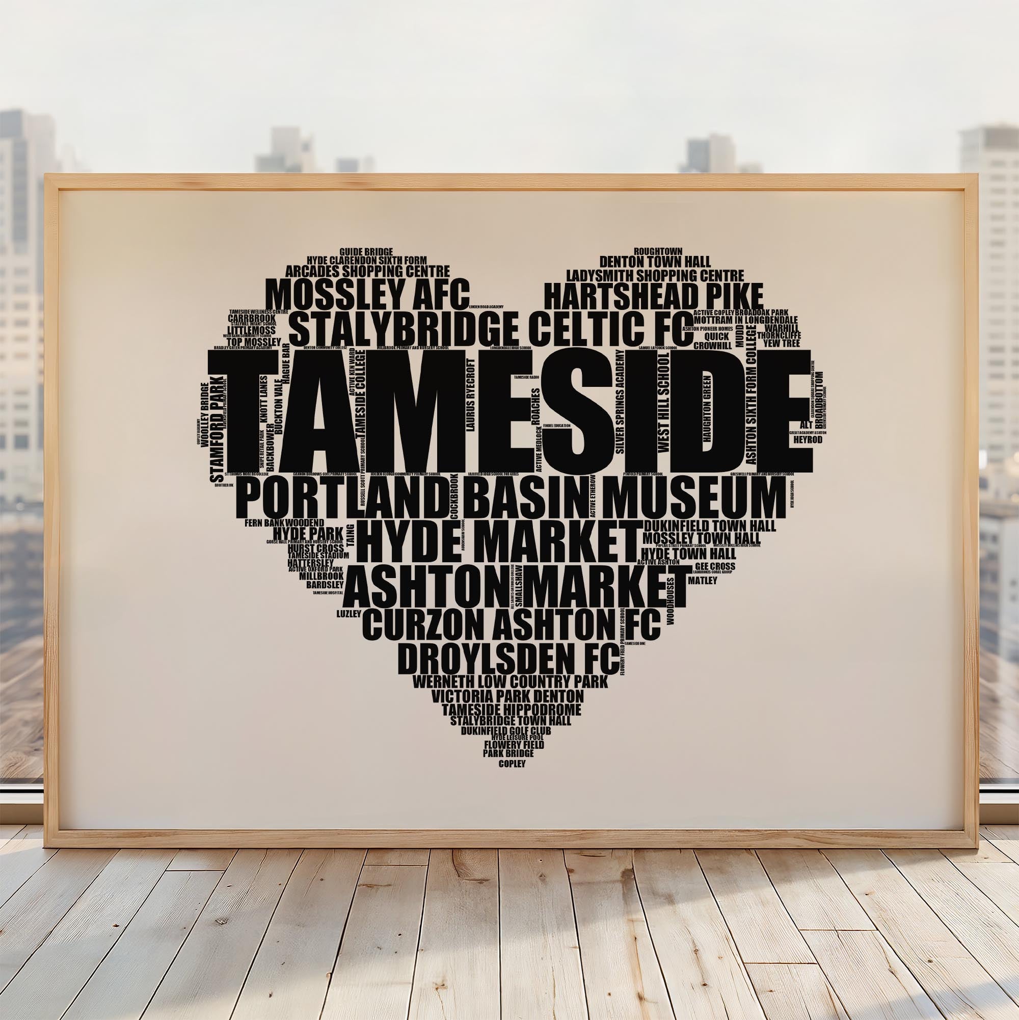 Tameside - Premium Typographic Word Cloud Prints, Posters & Gifts