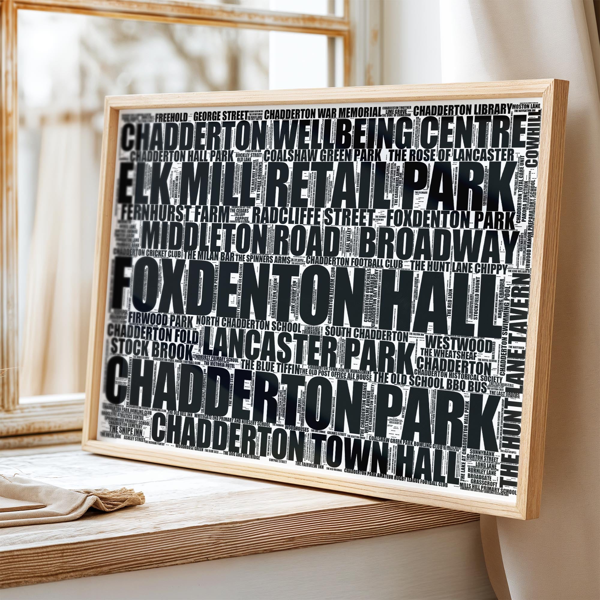 Chadderton - Premium Typographic Word Cloud Prints, Posters & Gifts