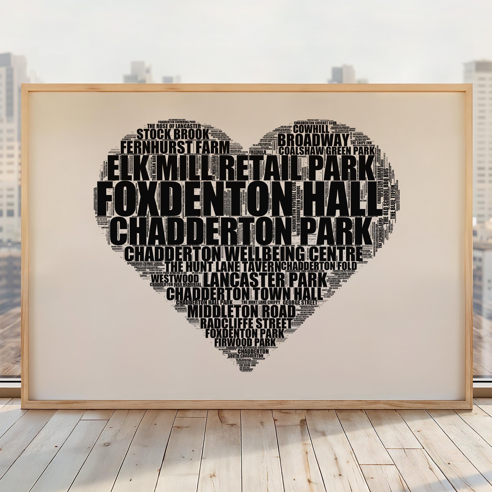 Chadderton - Premium Typographic Word Cloud Prints, Posters & Gifts