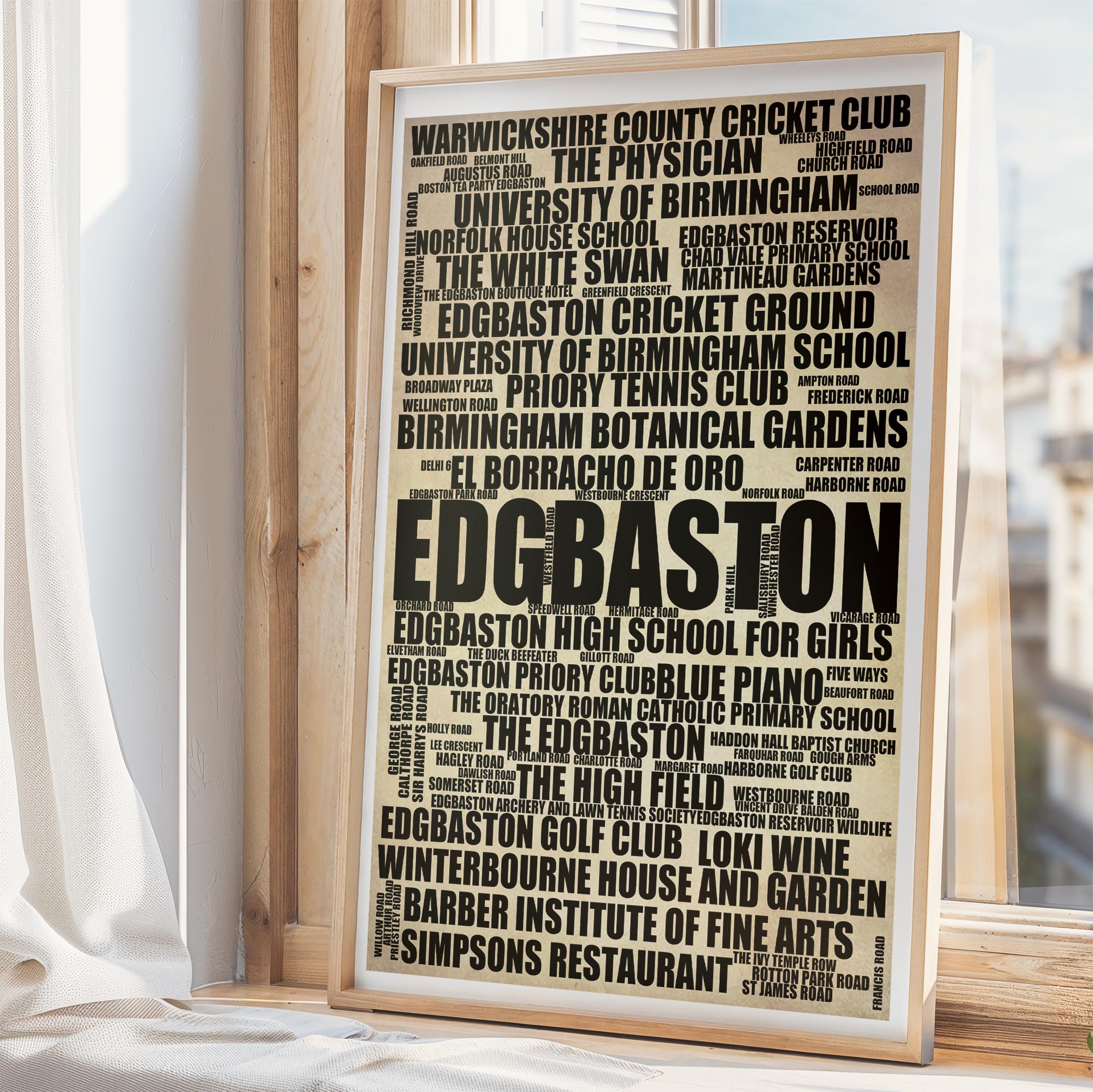 Edgbaston - Premium Typographic Word Cloud Prints, Posters & Gifts