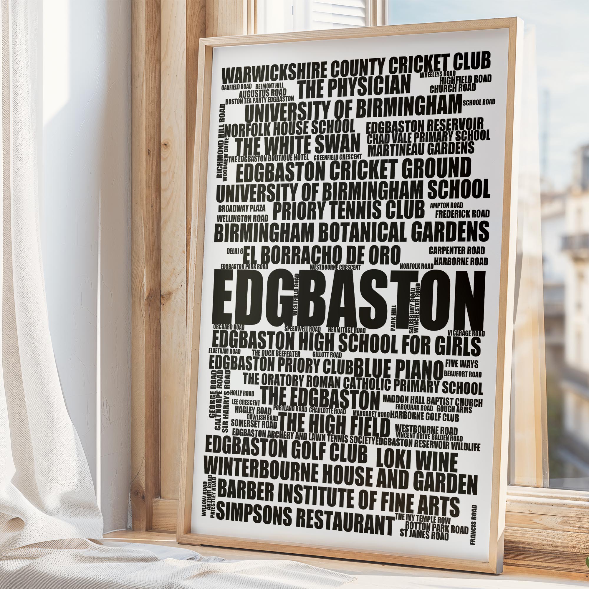 Edgbaston - Premium Typographic Word Cloud Prints, Posters & Gifts