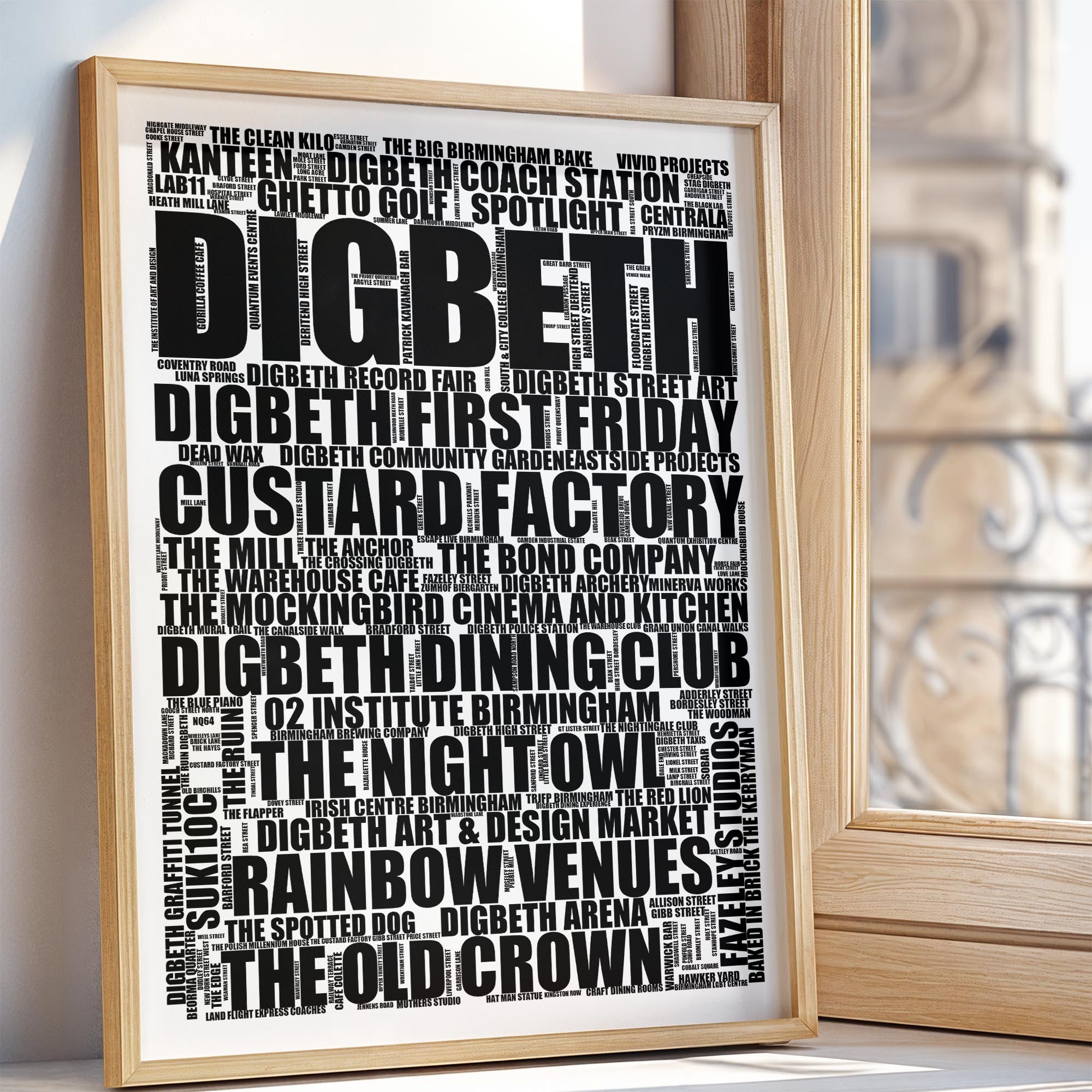 Digbeth - Premium Typographic Word Cloud Prints, Posters & Gifts