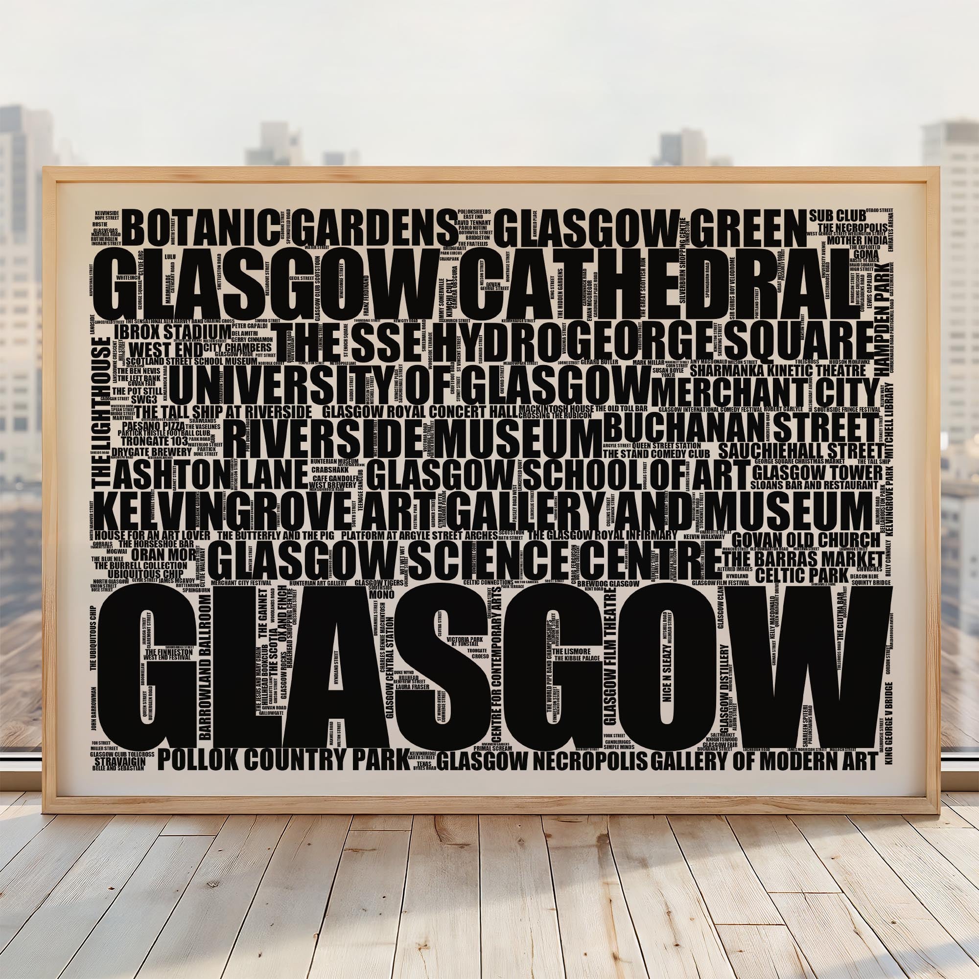 Glasgow - Premium Typographic Word Cloud Prints, Posters & Gifts