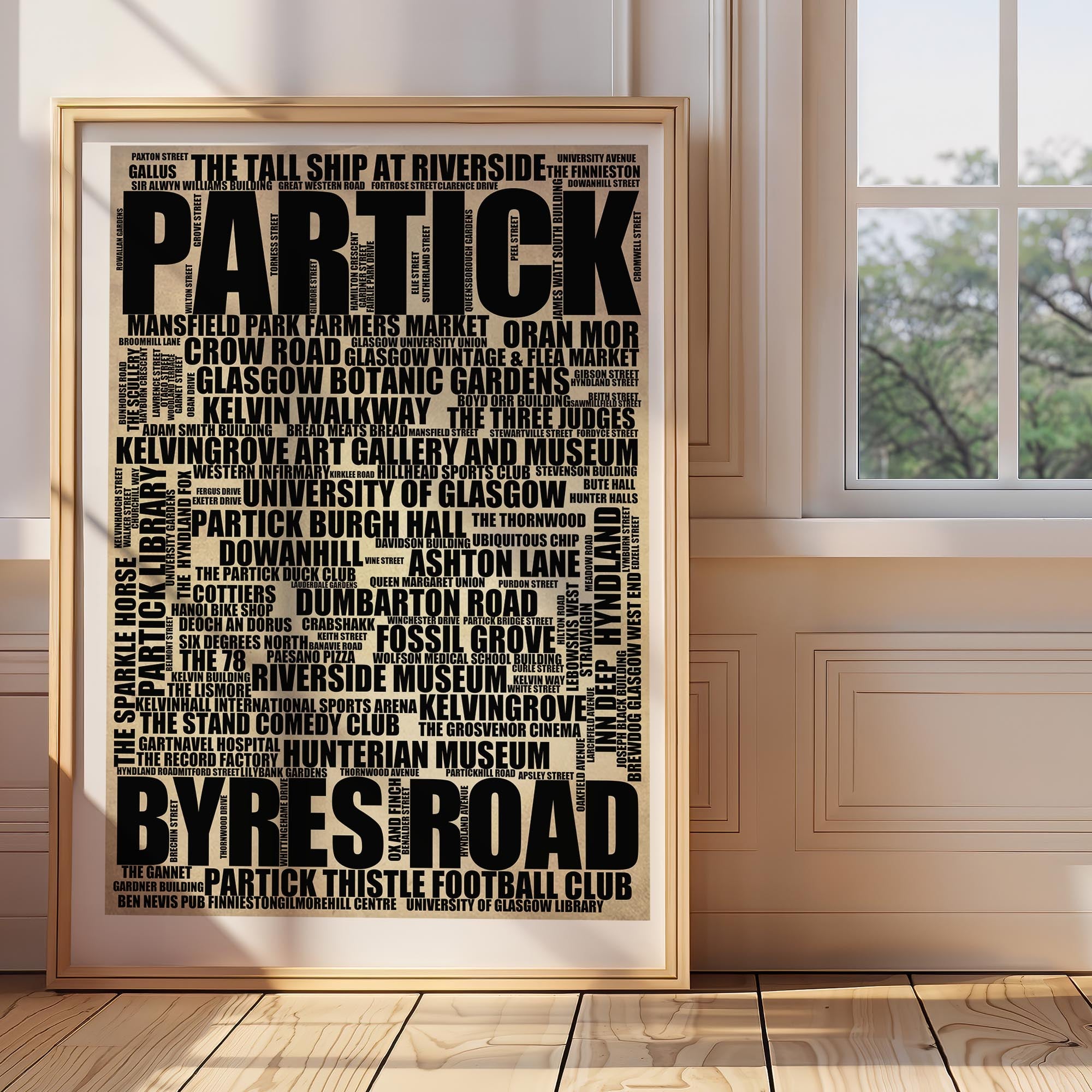 Partick - Premium Typographic Word Cloud Prints, Posters & Gifts