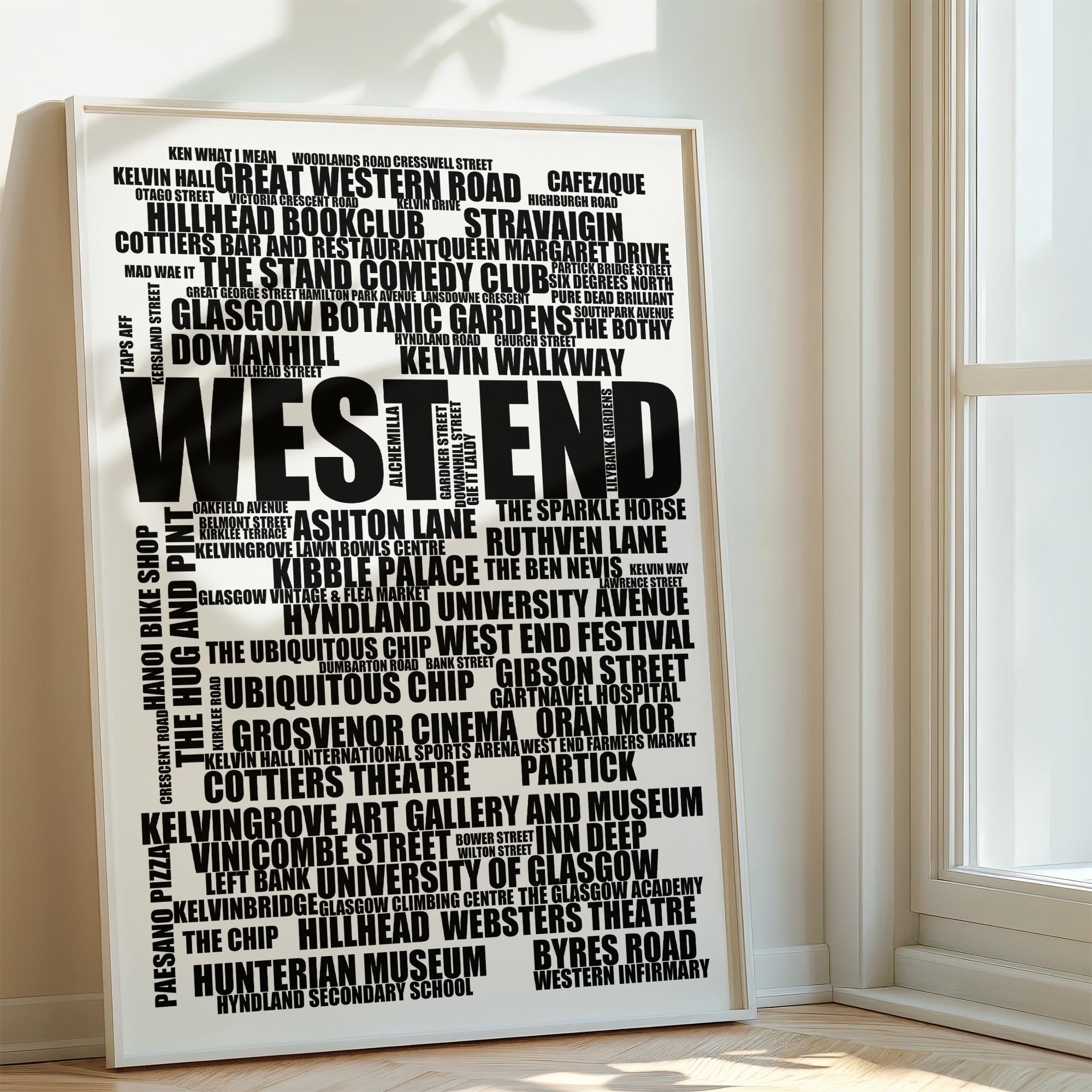 West End - Premium Typographic Word Cloud Prints, Posters & Gifts