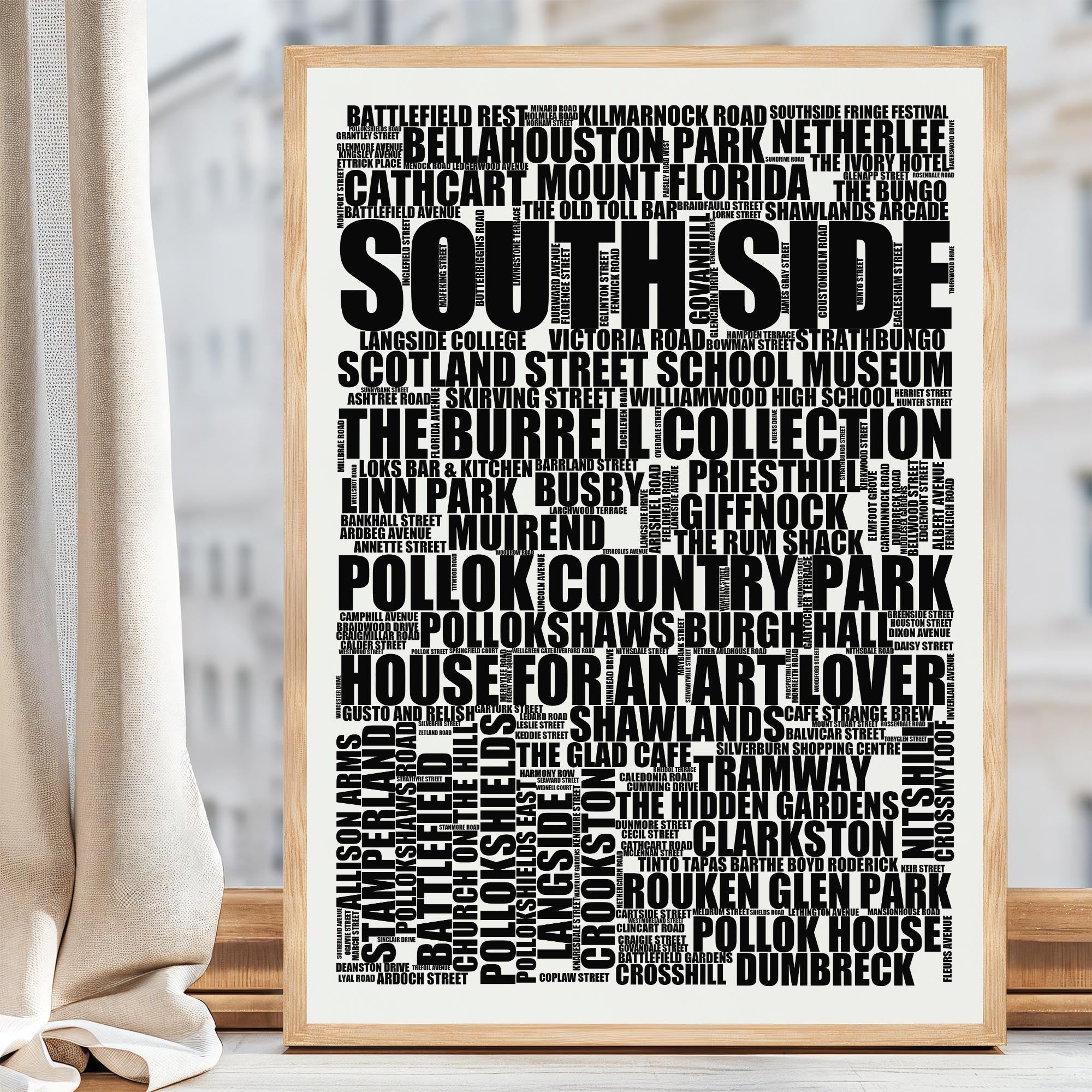 South Side - Premium Typographic Word Cloud Prints, Posters & Gifts