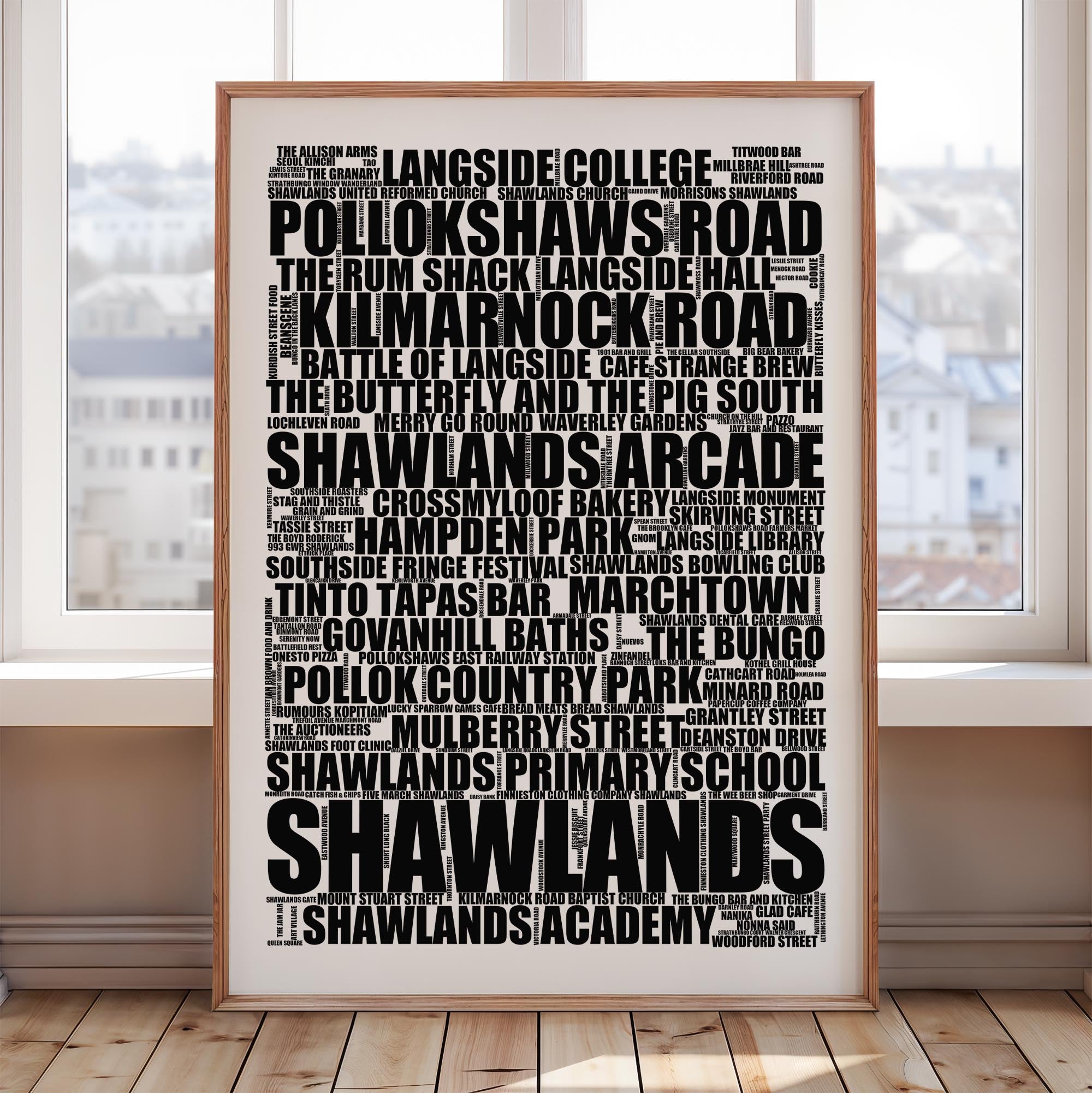 Shawlands - Premium Typographic Word Cloud Prints, Posters & Gifts