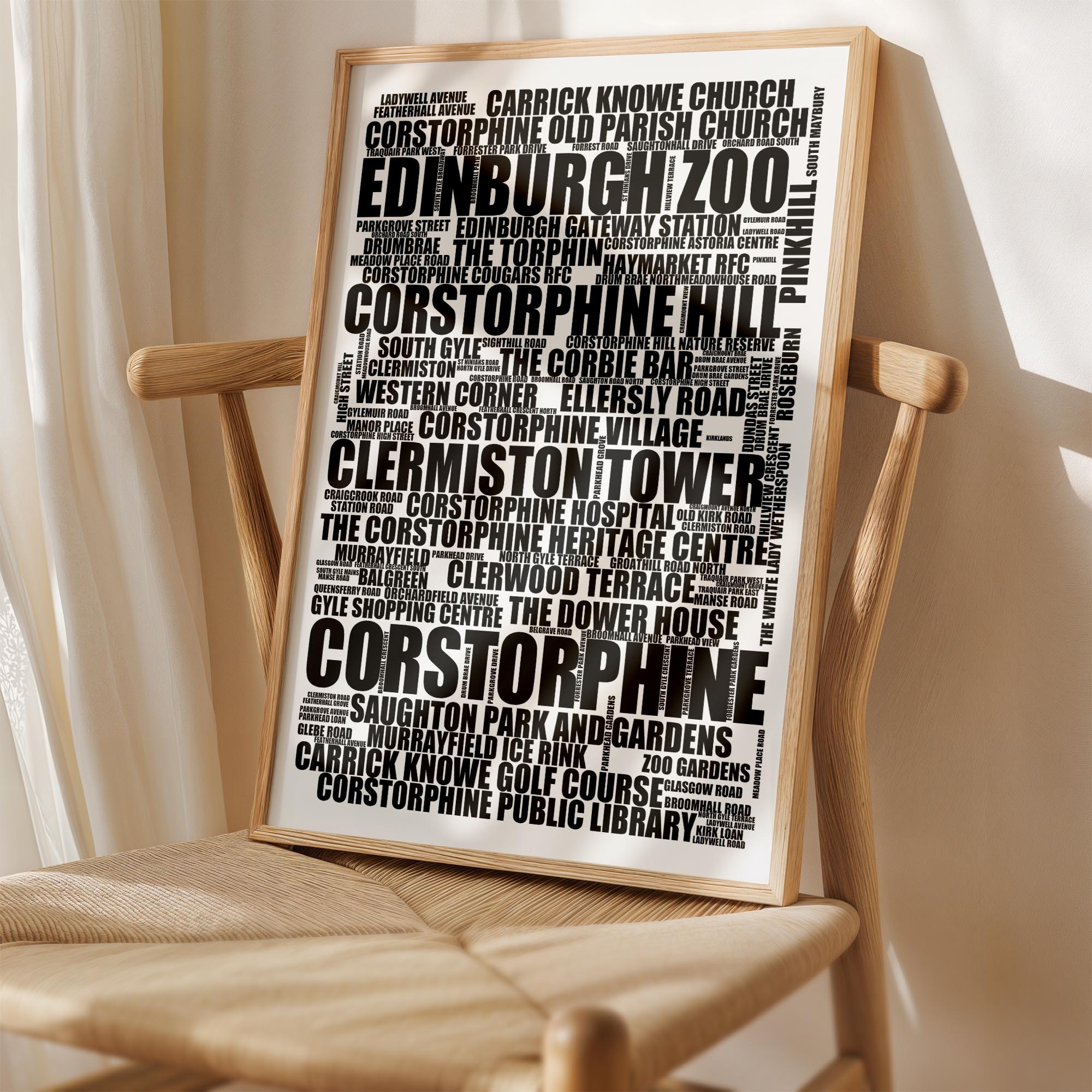 Corstorphine - Premium Typographic Word Cloud Prints, Posters & Gifts