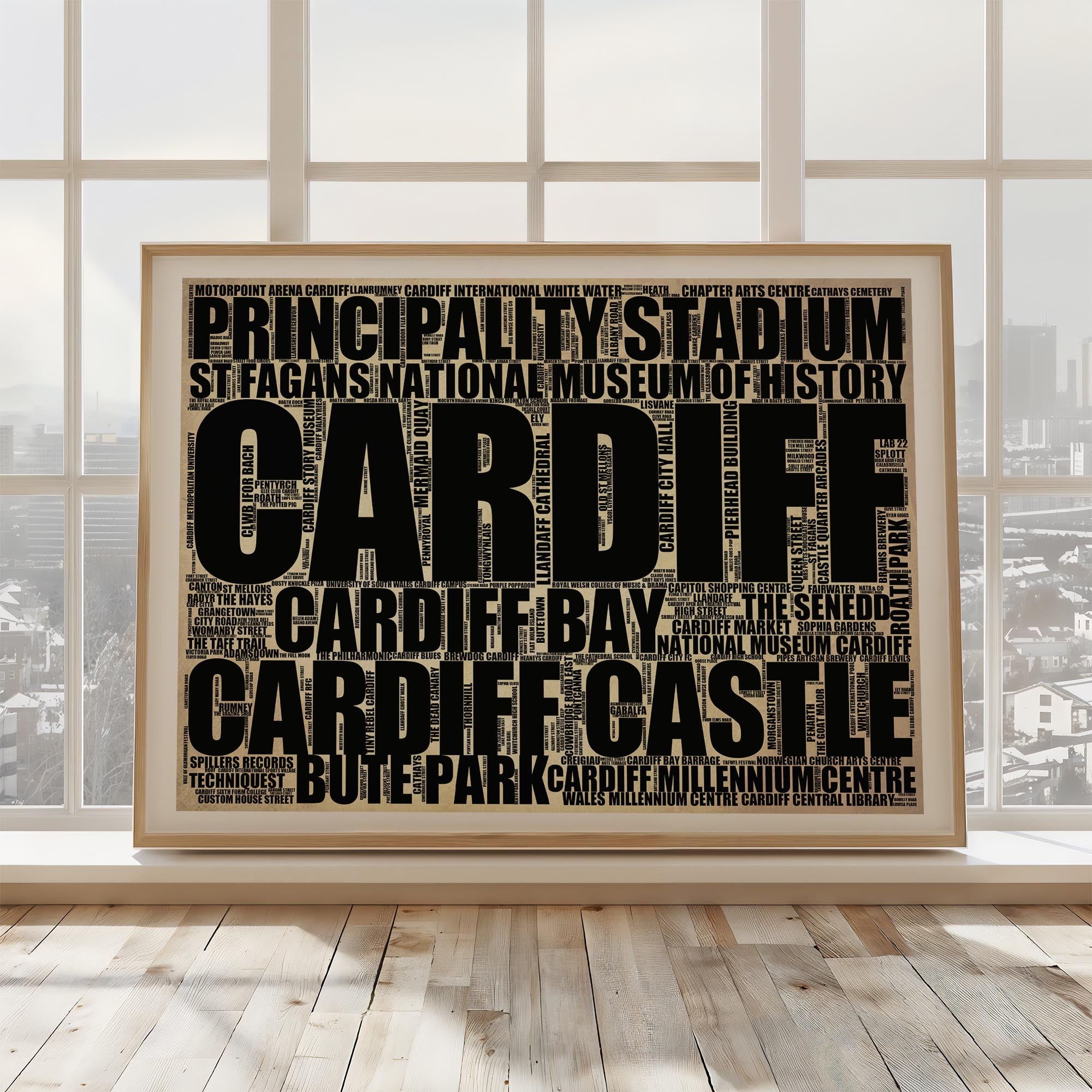 Cardiff - Premium Typographic Word Cloud Prints, Posters & Gifts