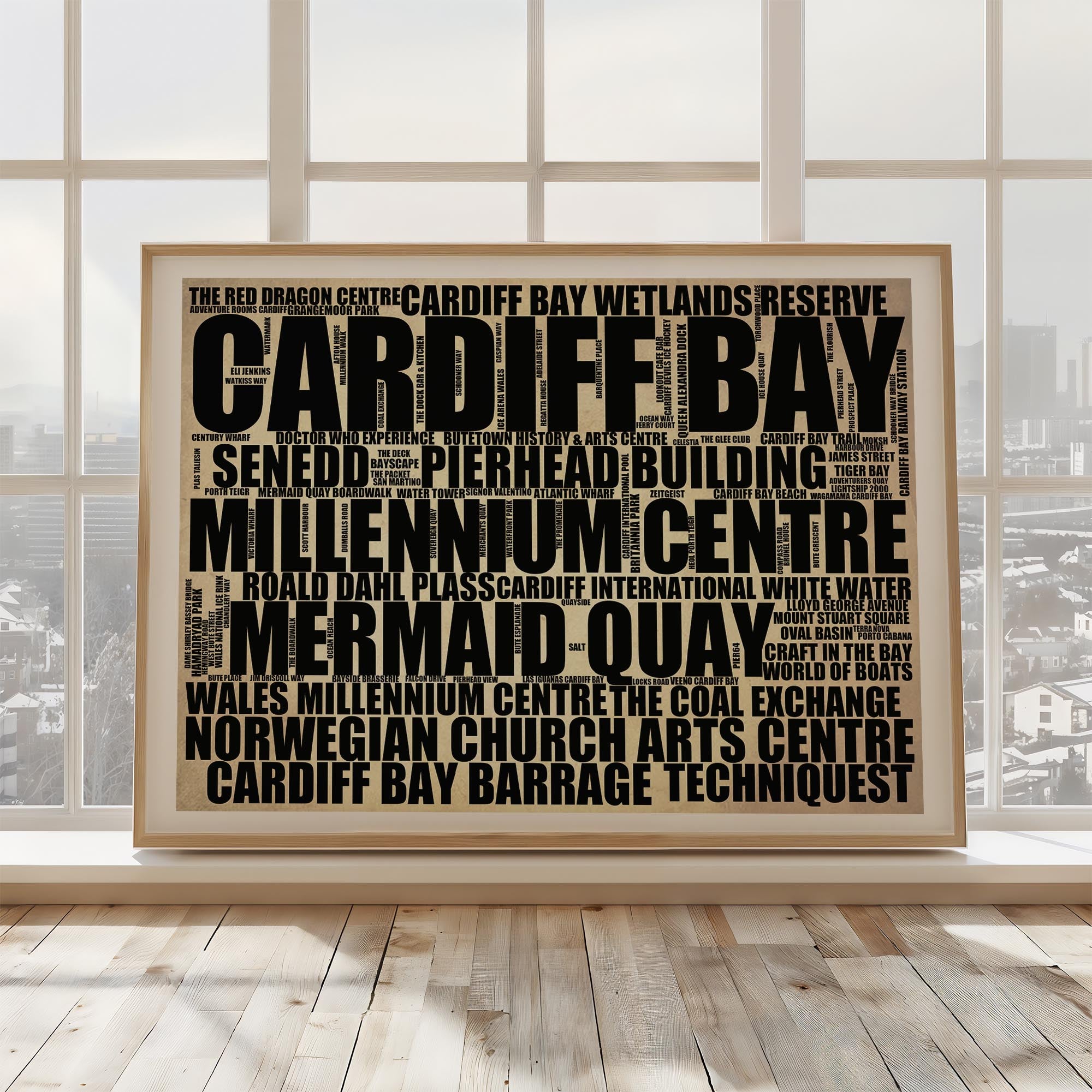 Cardiff Bay - Premium Typographic Word Cloud Prints, Posters & Gifts