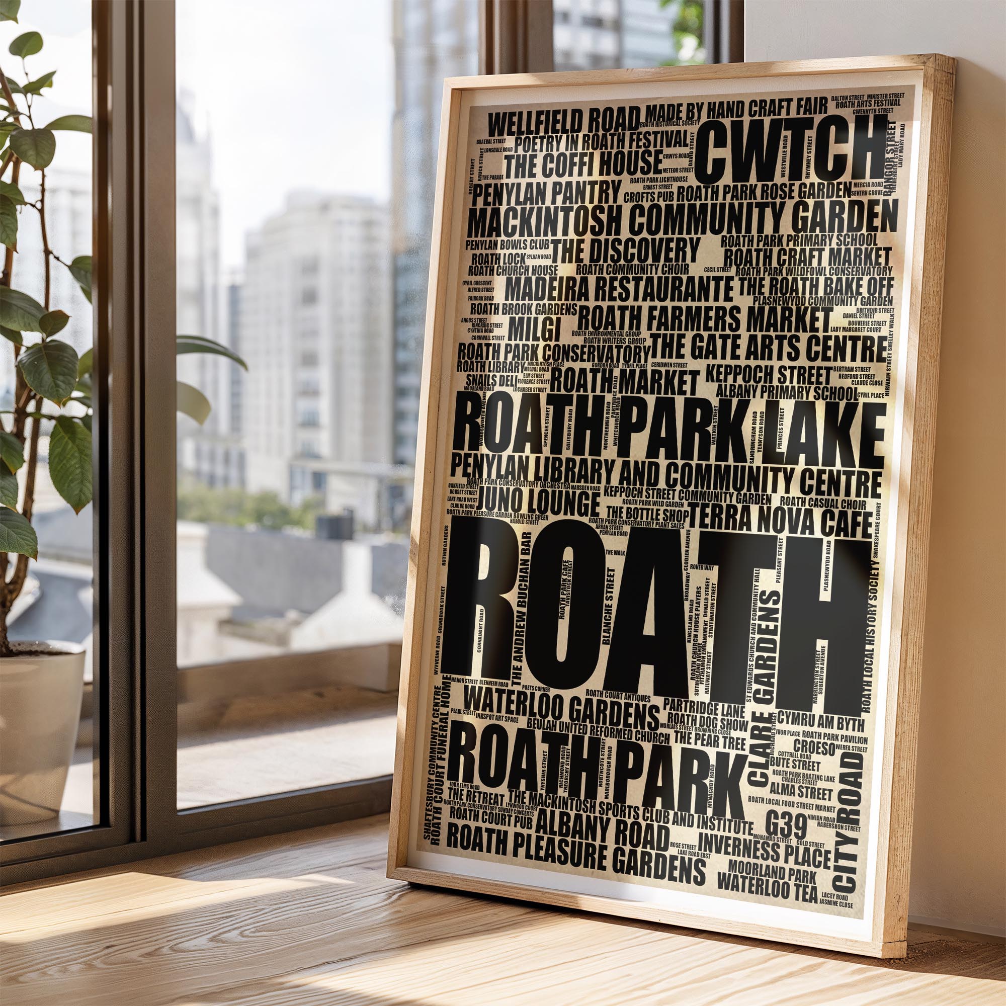 Roath - Premium Typographic Word Cloud Prints, Posters & Gifts