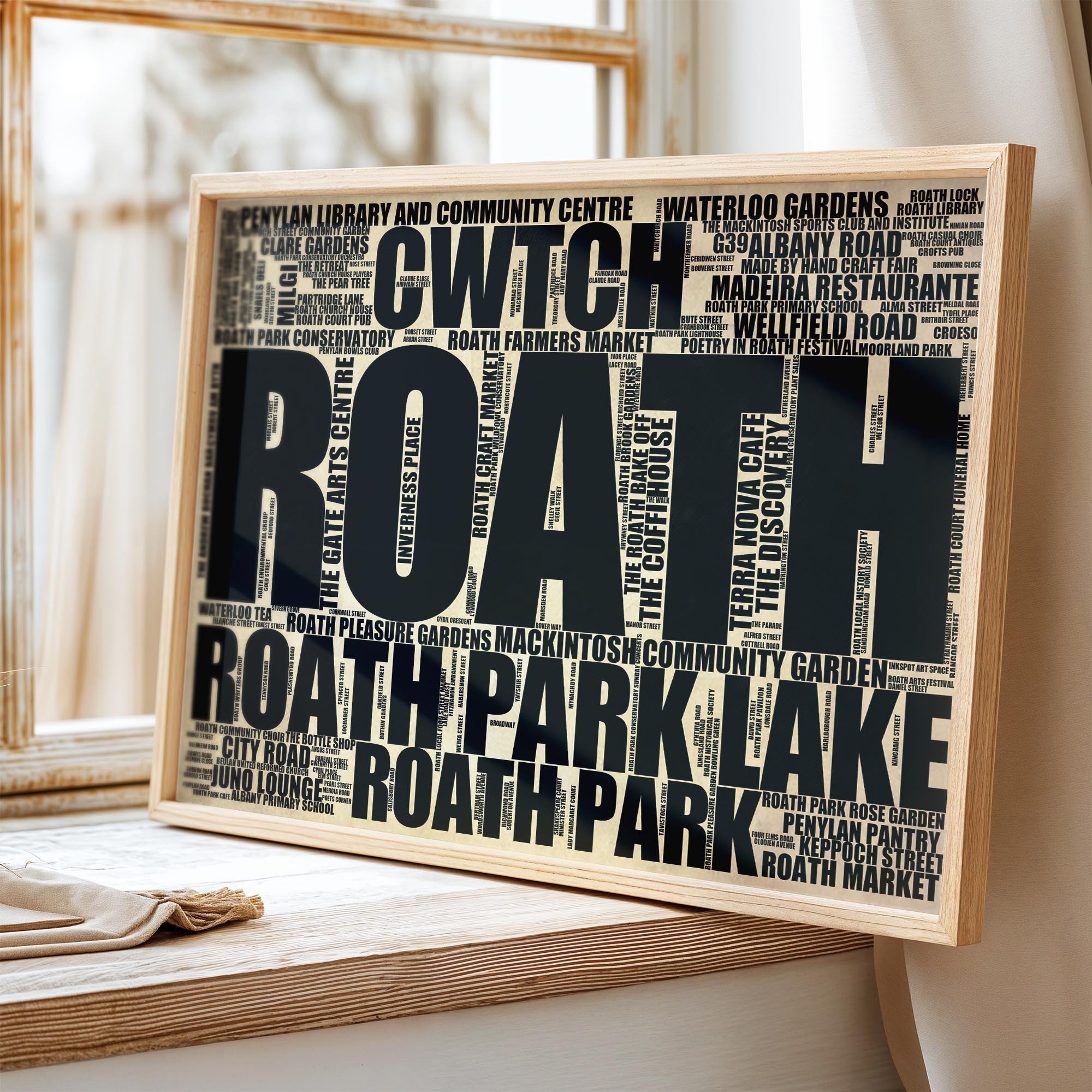 Roath - Premium Typographic Word Cloud Prints, Posters & Gifts