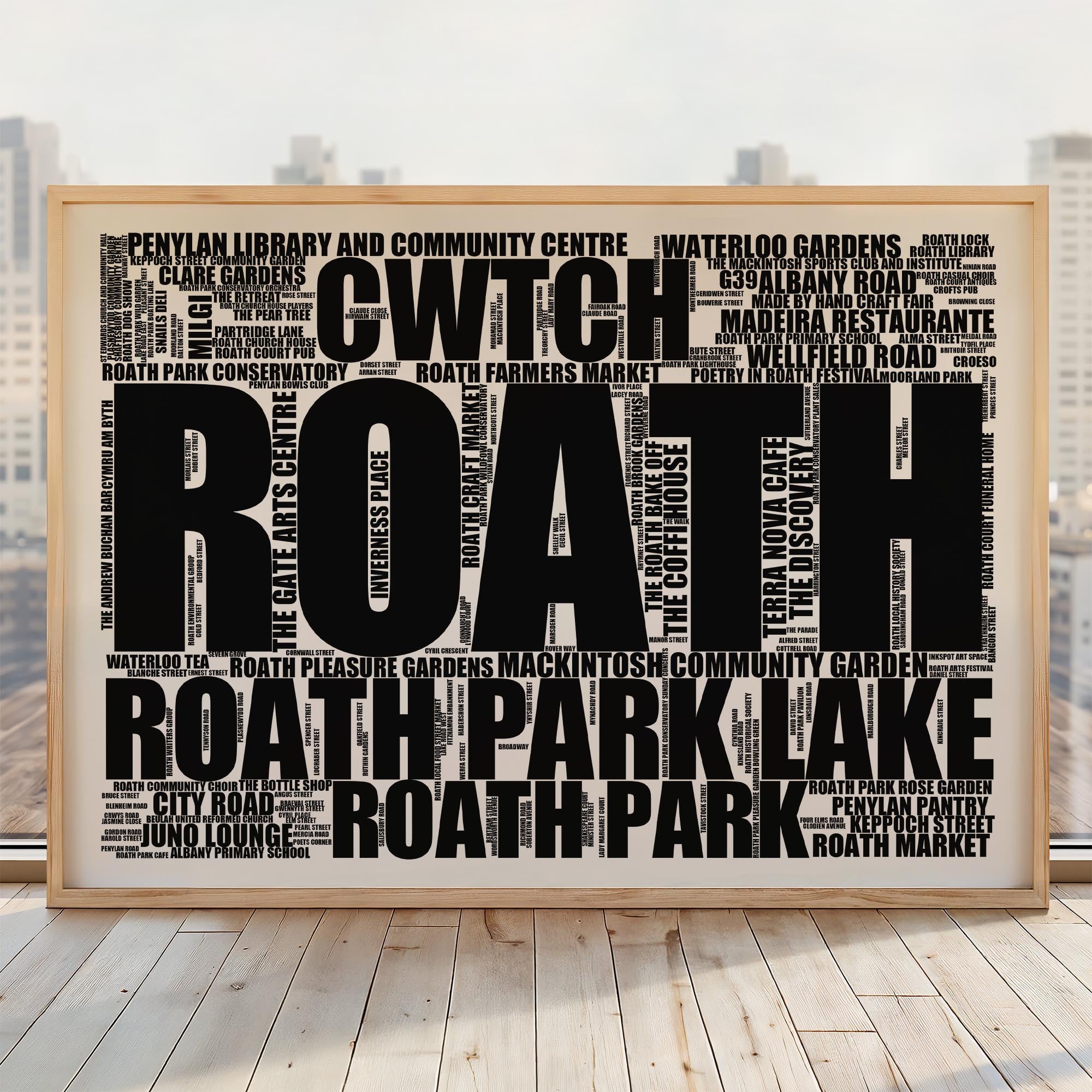 Roath - Premium Typographic Word Cloud Prints, Posters & Gifts