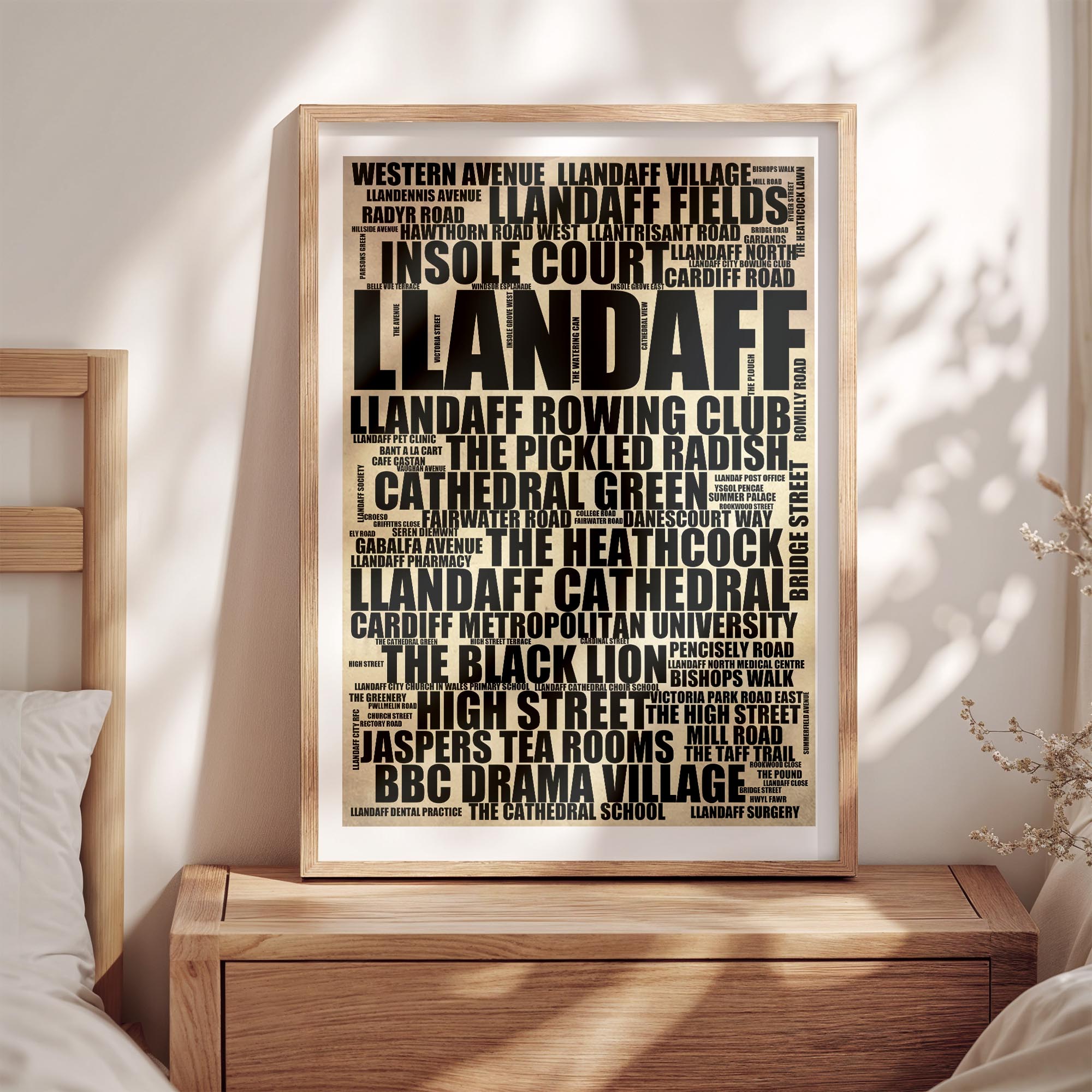 Llandaff - Premium Typographic Word Cloud Prints, Posters & Gifts