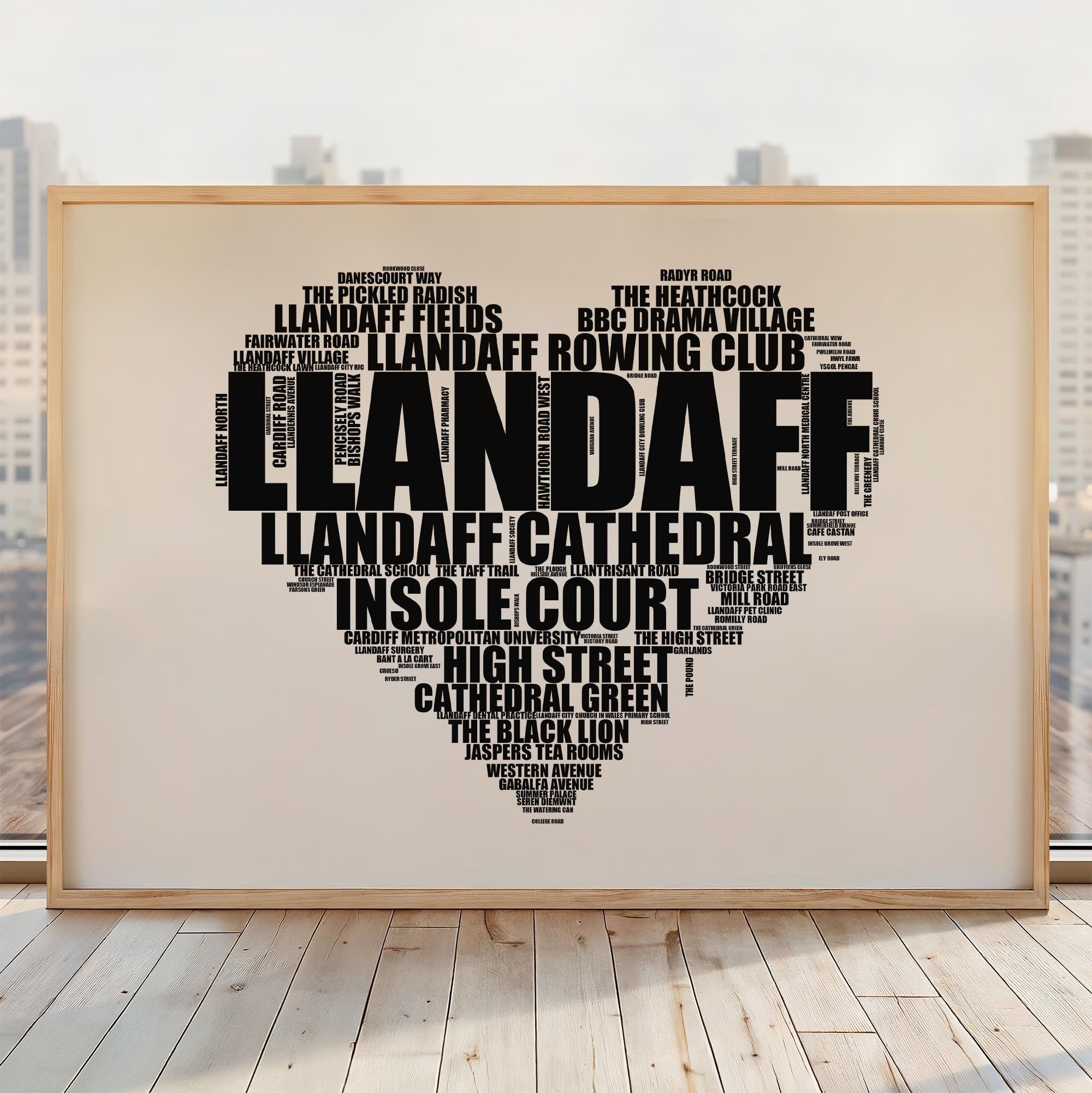 Llandaff - Premium Typographic Word Cloud Prints, Posters & Gifts