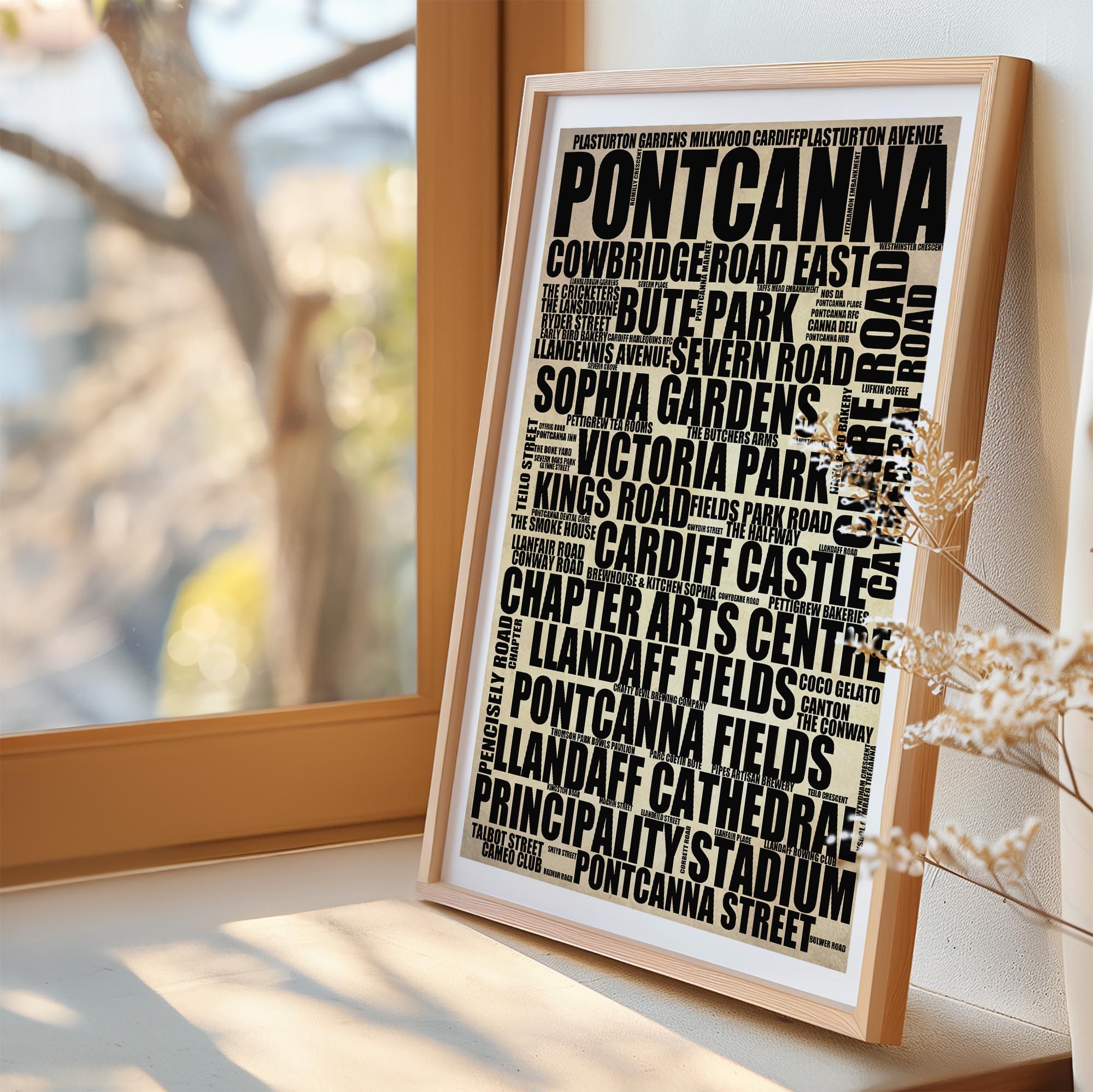 Pontcanna - Premium Typographic Word Cloud Prints, Posters & Gifts