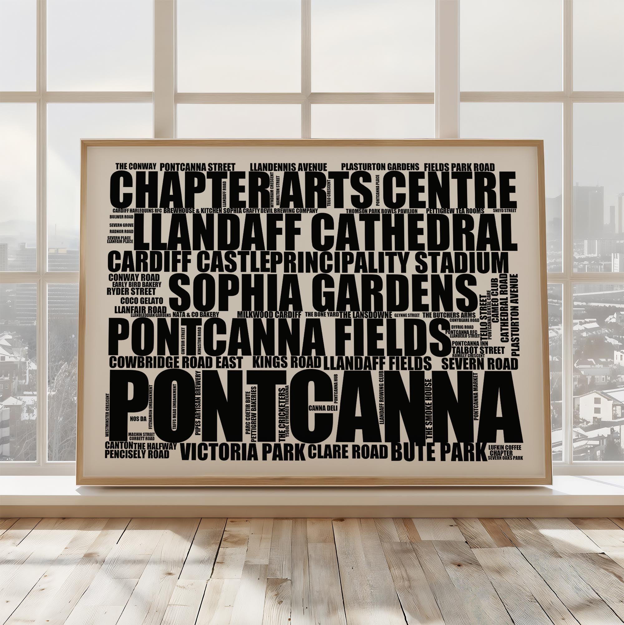 Pontcanna - Premium Typographic Word Cloud Prints, Posters & Gifts