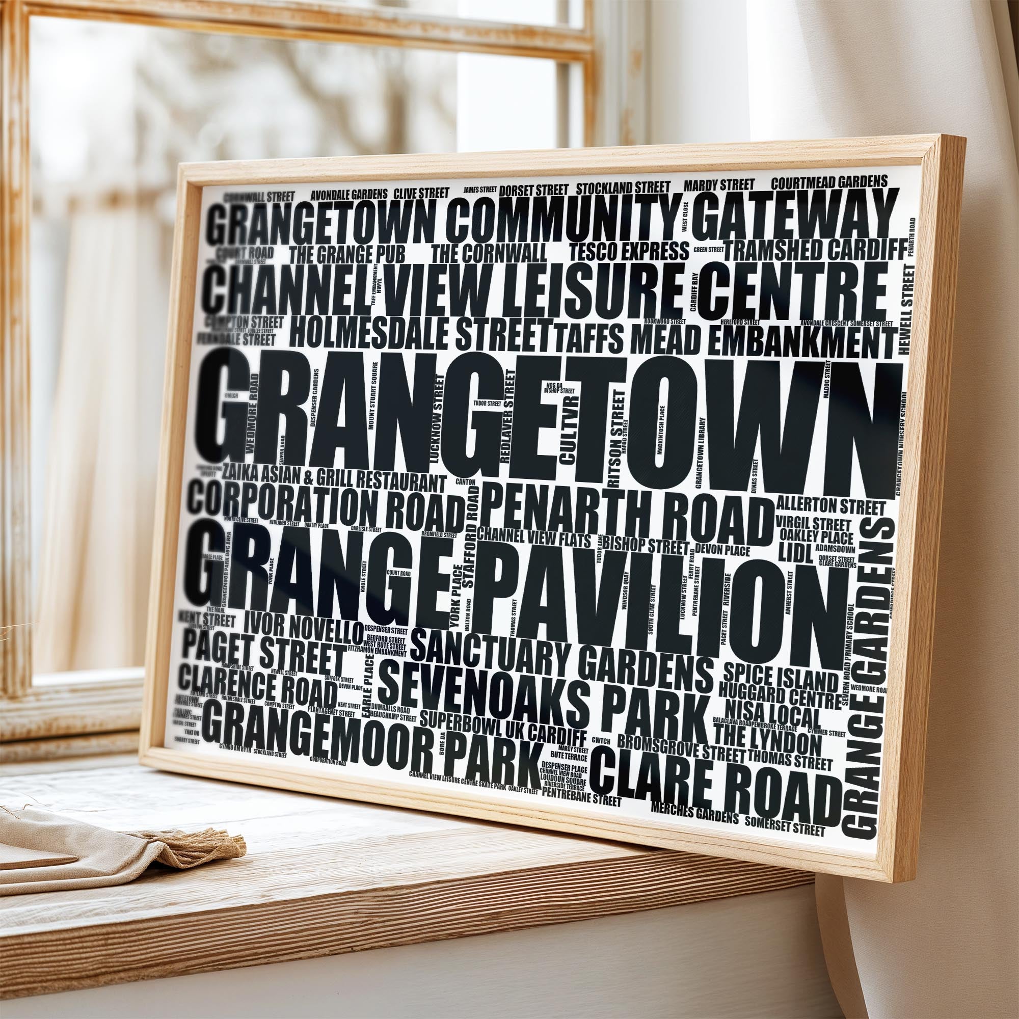 Grangetown - Premium Typographic Word Cloud Prints, Posters & Gifts