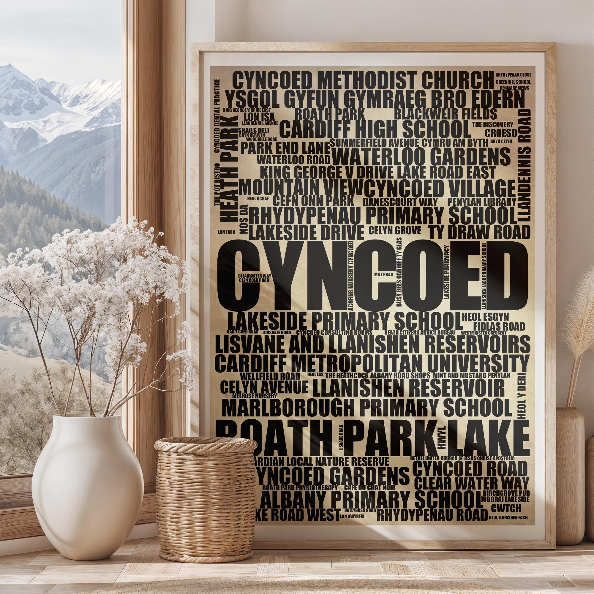 Cyncoed - Premium Typographic Word Cloud Prints, Posters & Gifts