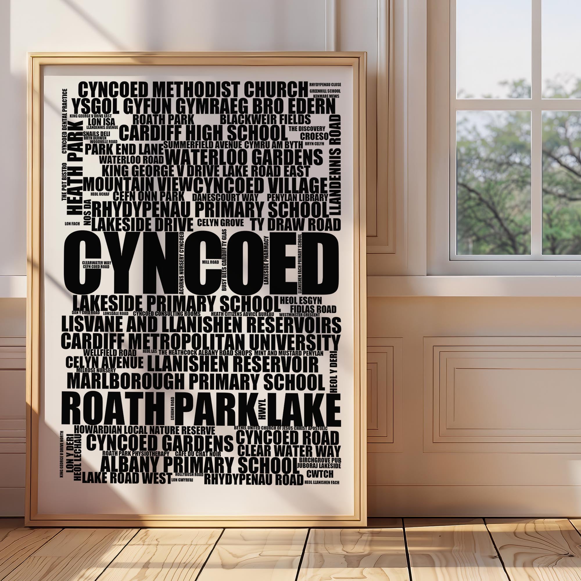 Cyncoed - Premium Typographic Word Cloud Prints, Posters & Gifts