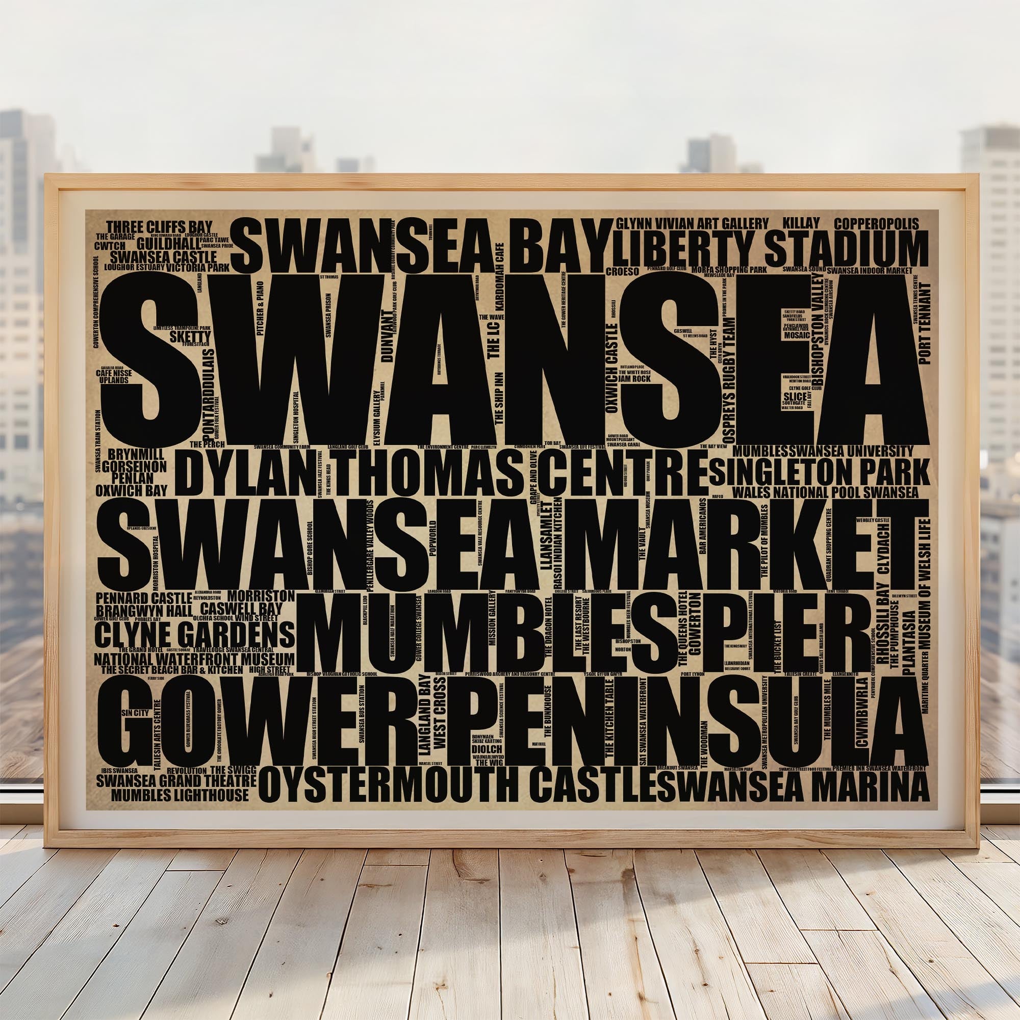 Swansea - Premium Typographic Word Cloud Prints, Posters & Gifts