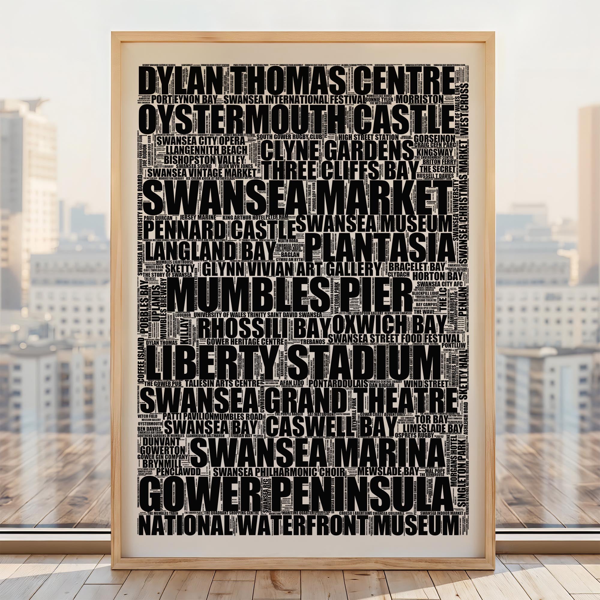 Swansea Bay - Premium Typographic Word Cloud Prints, Posters & Gifts