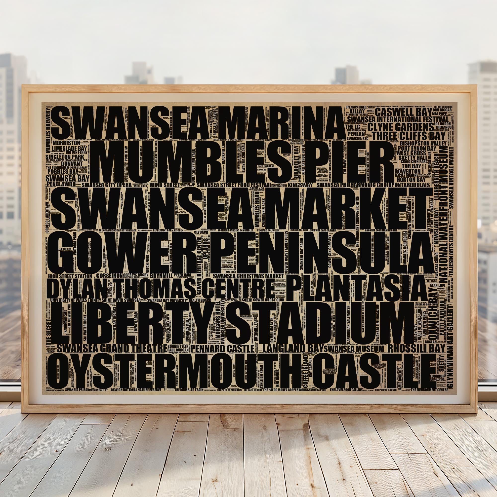 Swansea Bay - Premium Typographic Word Cloud Prints, Posters & Gifts