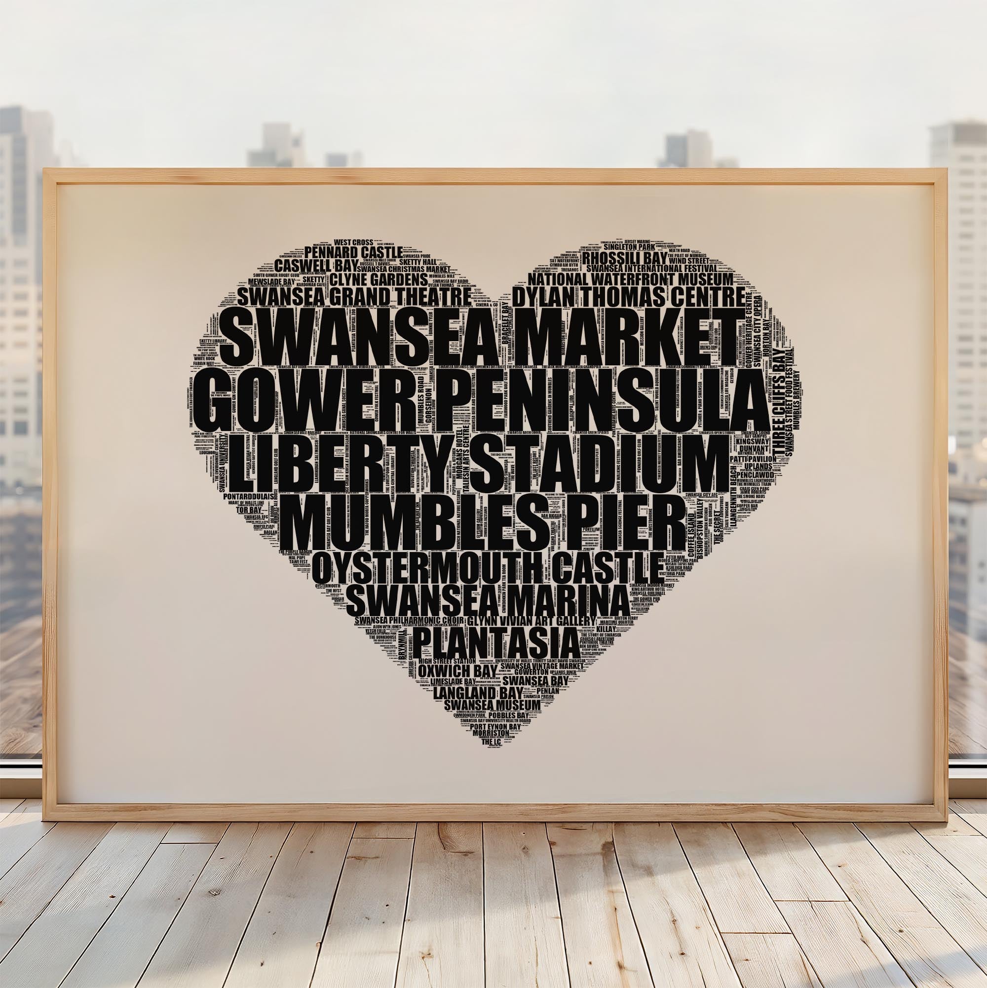 Swansea Bay - Premium Typographic Word Cloud Prints, Posters & Gifts